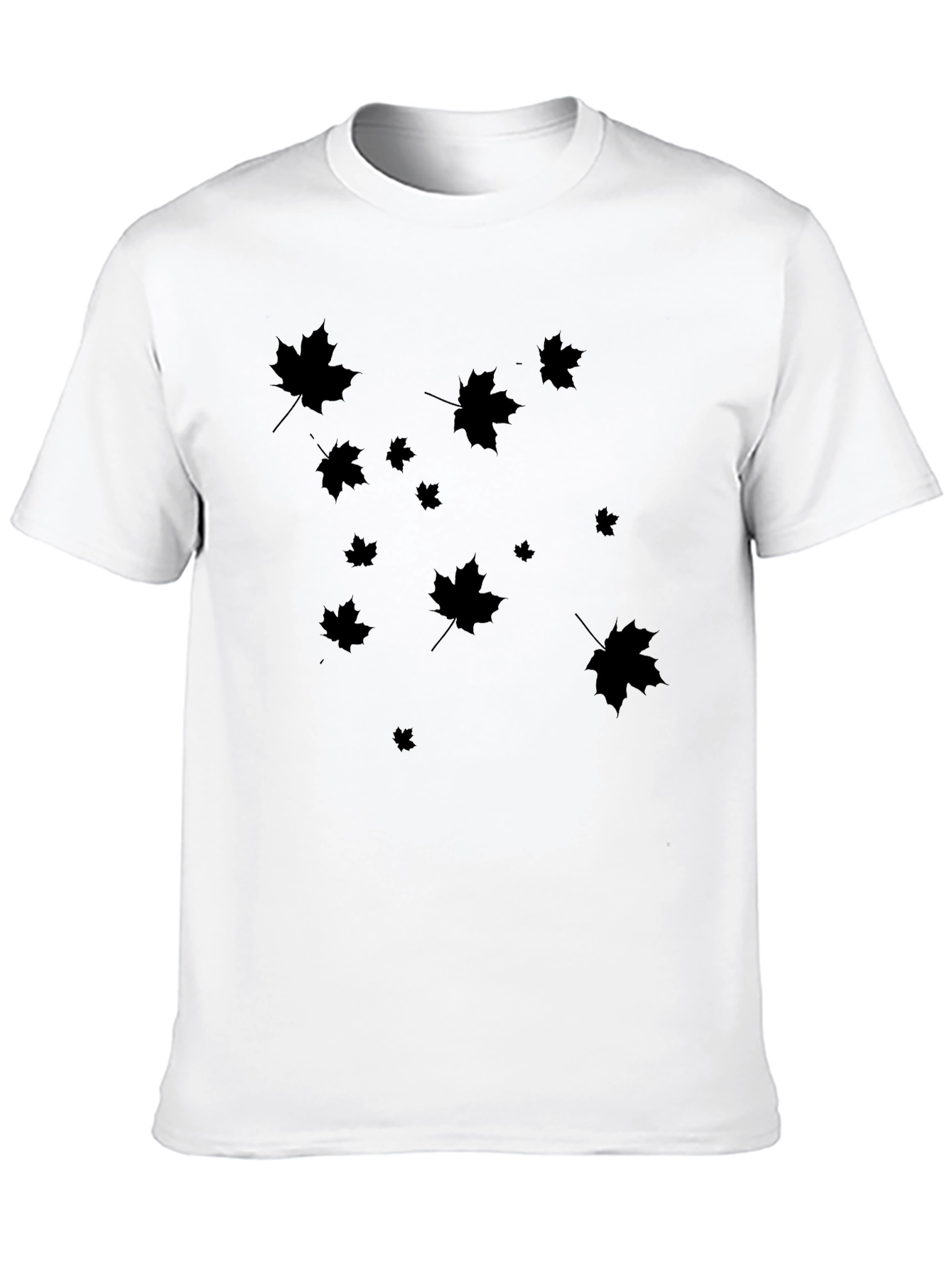 Black Maple Leaf Print Black T-Shirt view 10