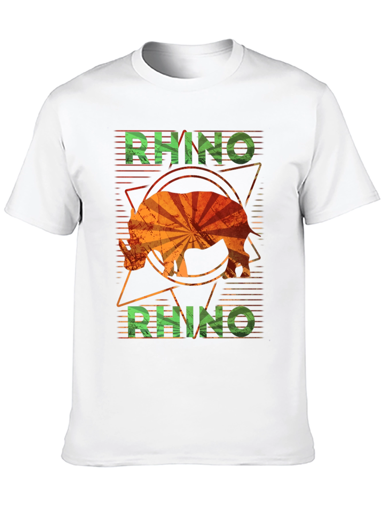 Retro Rhino Graphic T-Shirt - Distressed Design - 10