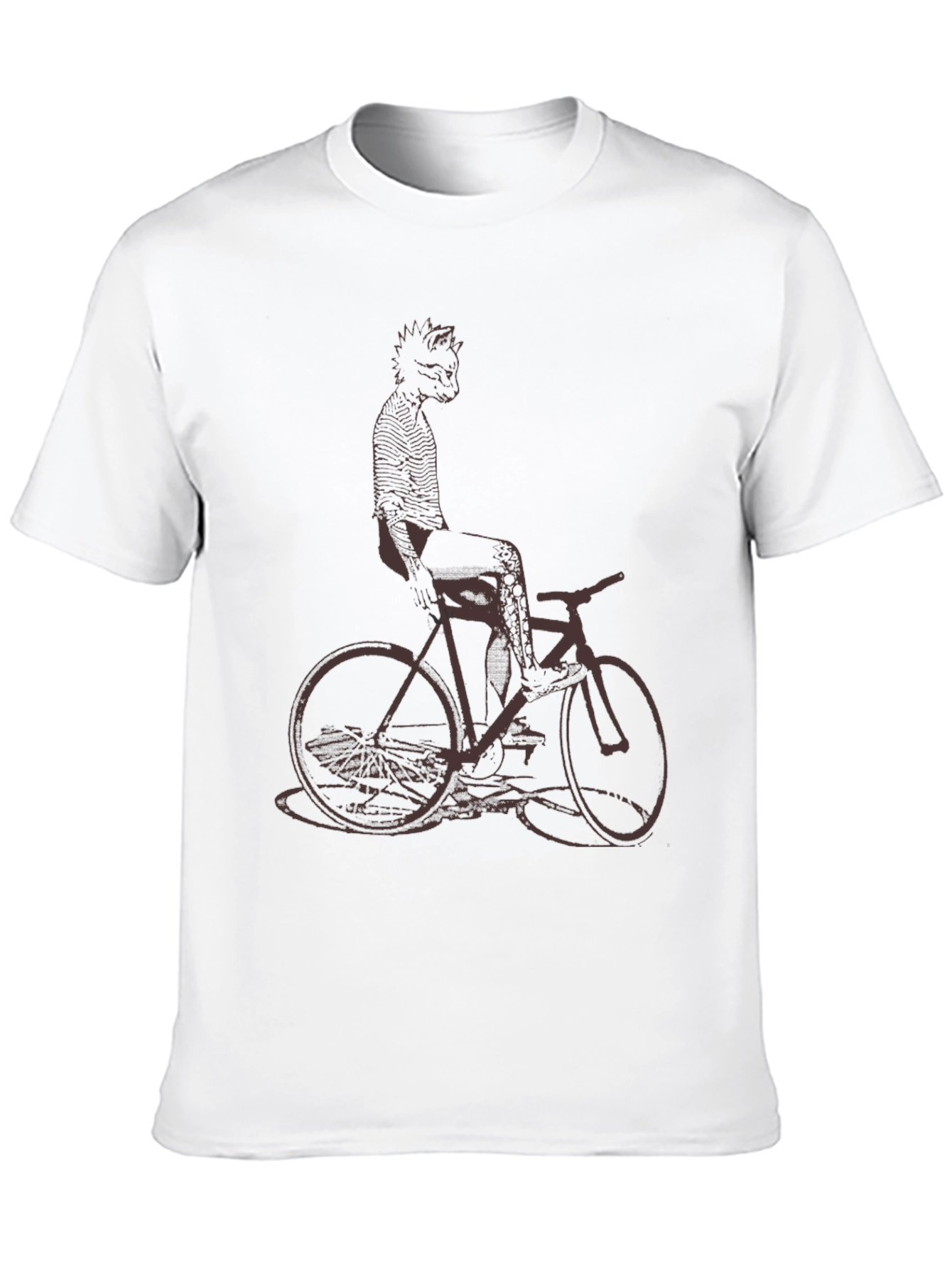 Black Cool Cat on Bike Graphic Tee - Black Cotton T-Shirt view 10