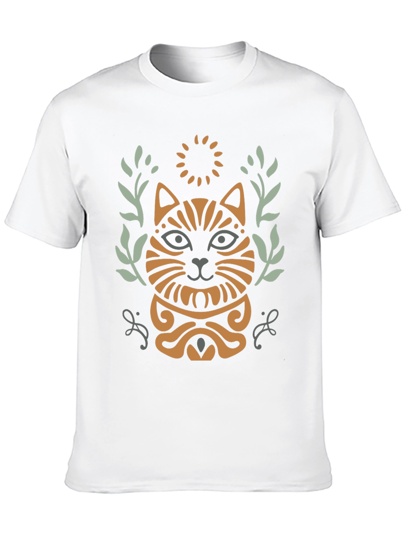 Black Stylish Cat Graphic Print Black T-Shirt view 10