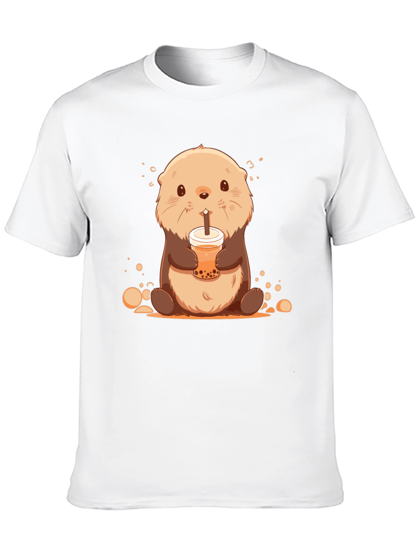 Black Cute Otter Bubble Tea Graphic T-Shirt view 10