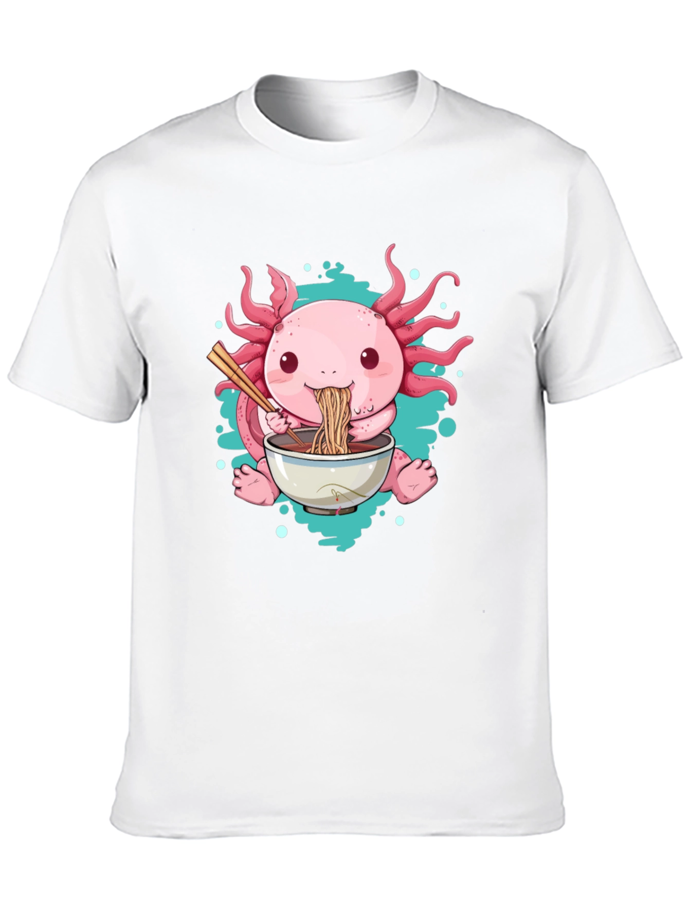 Black Axolotl Ramen T-Shirt - Cute Cartoon Tee view 10
