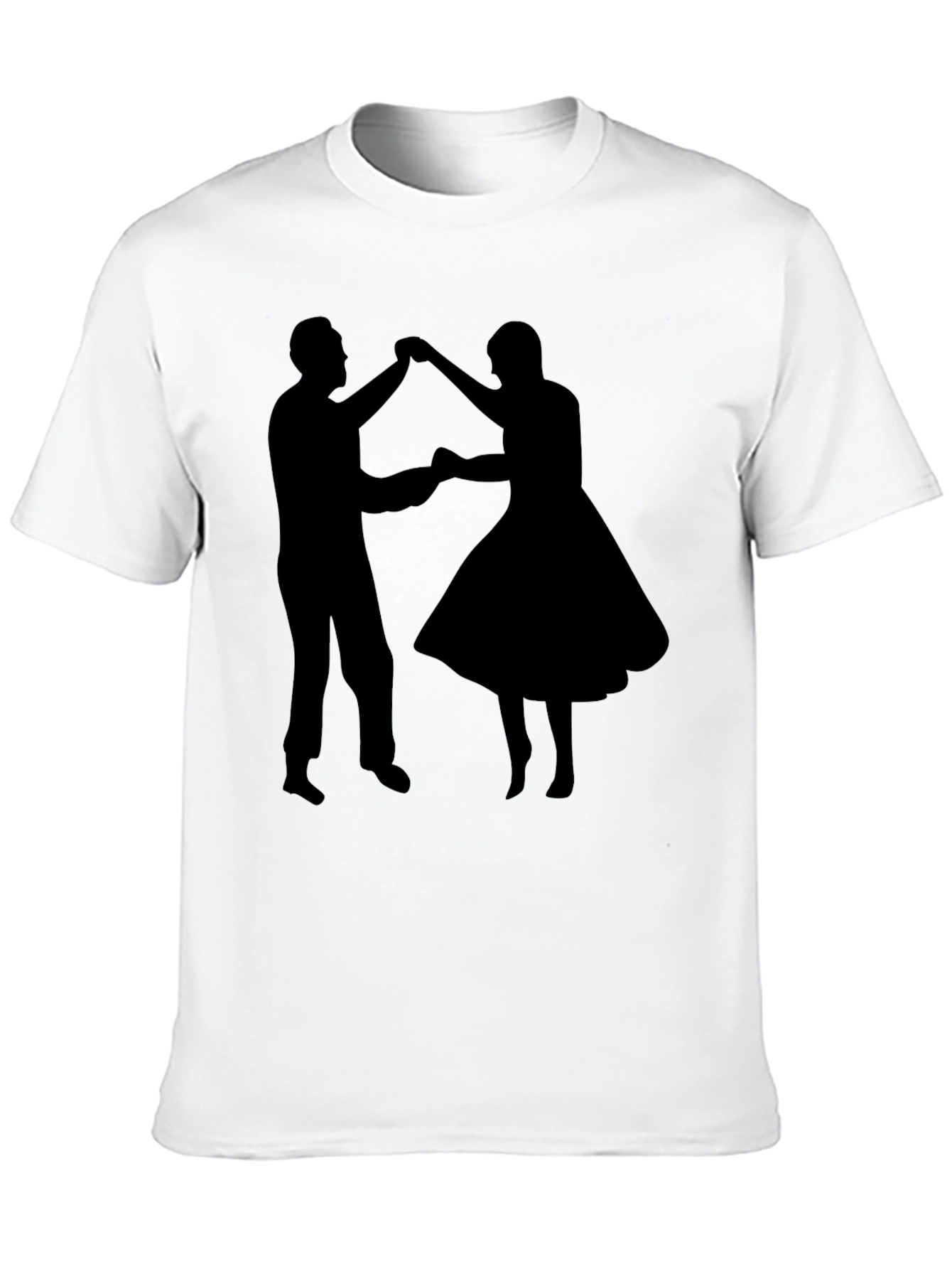 Black Dancing Couple Graphic Tee - Retro Style Black T-Shirt view 10
