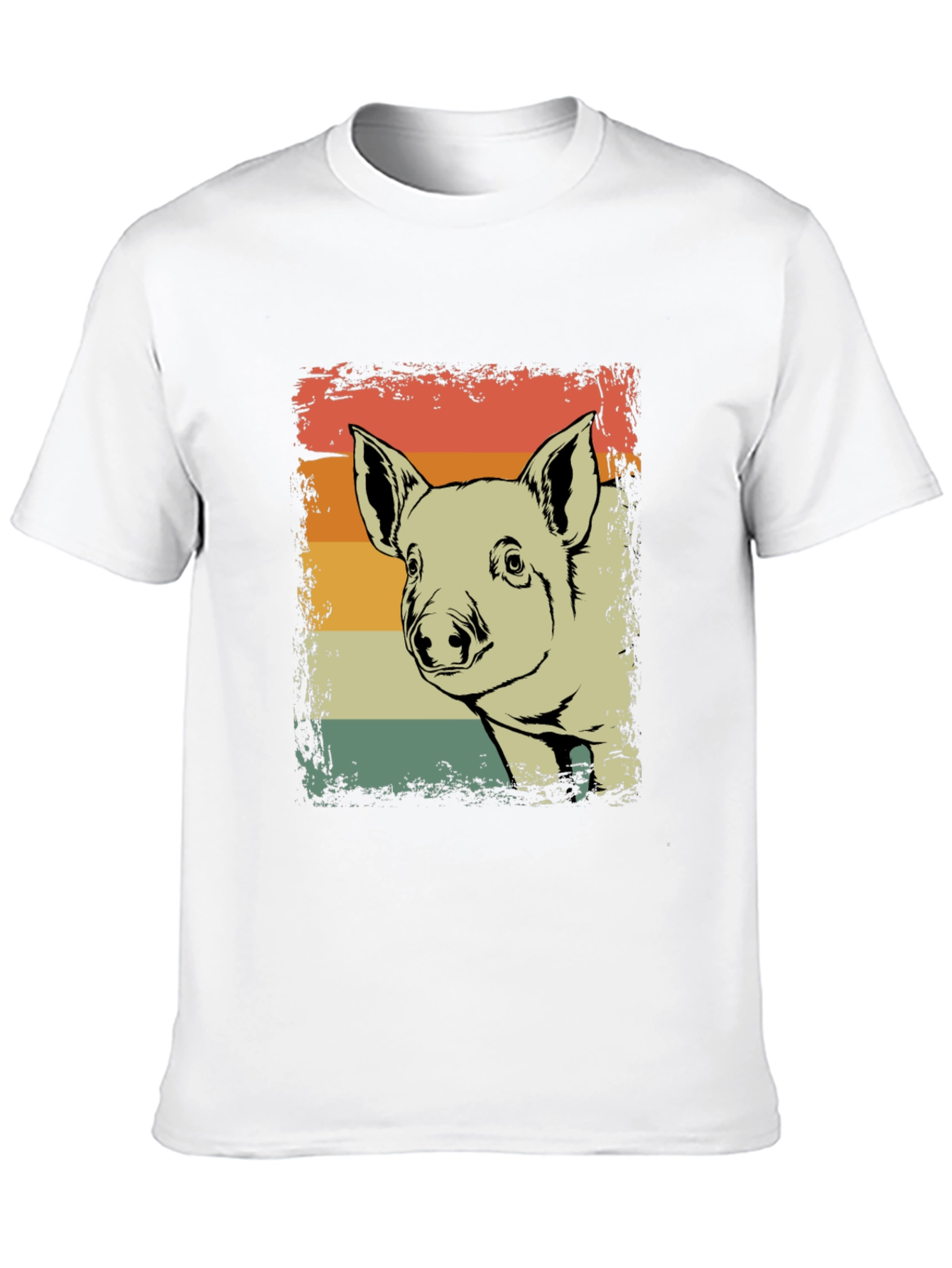 Black Retro Pig Graphic Tee - Vintage Style Piglet T-Shirt view 10