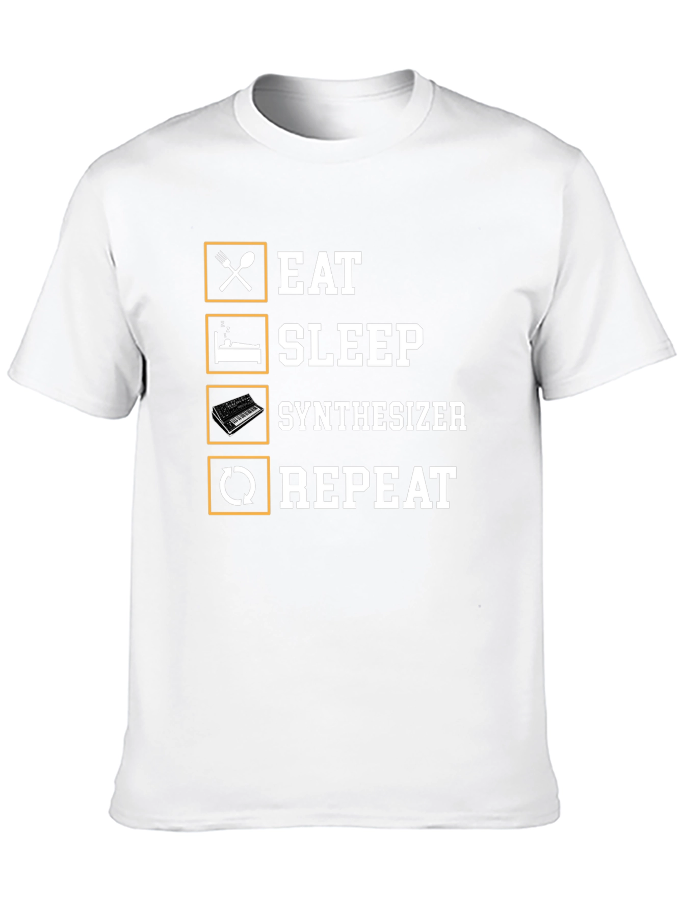 Black Eat Sleep Synthesizer Repeat Black T-Shirt view 10
