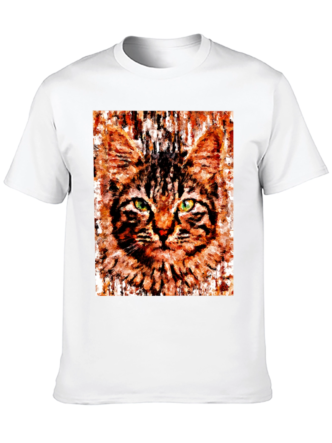 Black Abstract Cat Portrait Graphic T-Shirt view 10