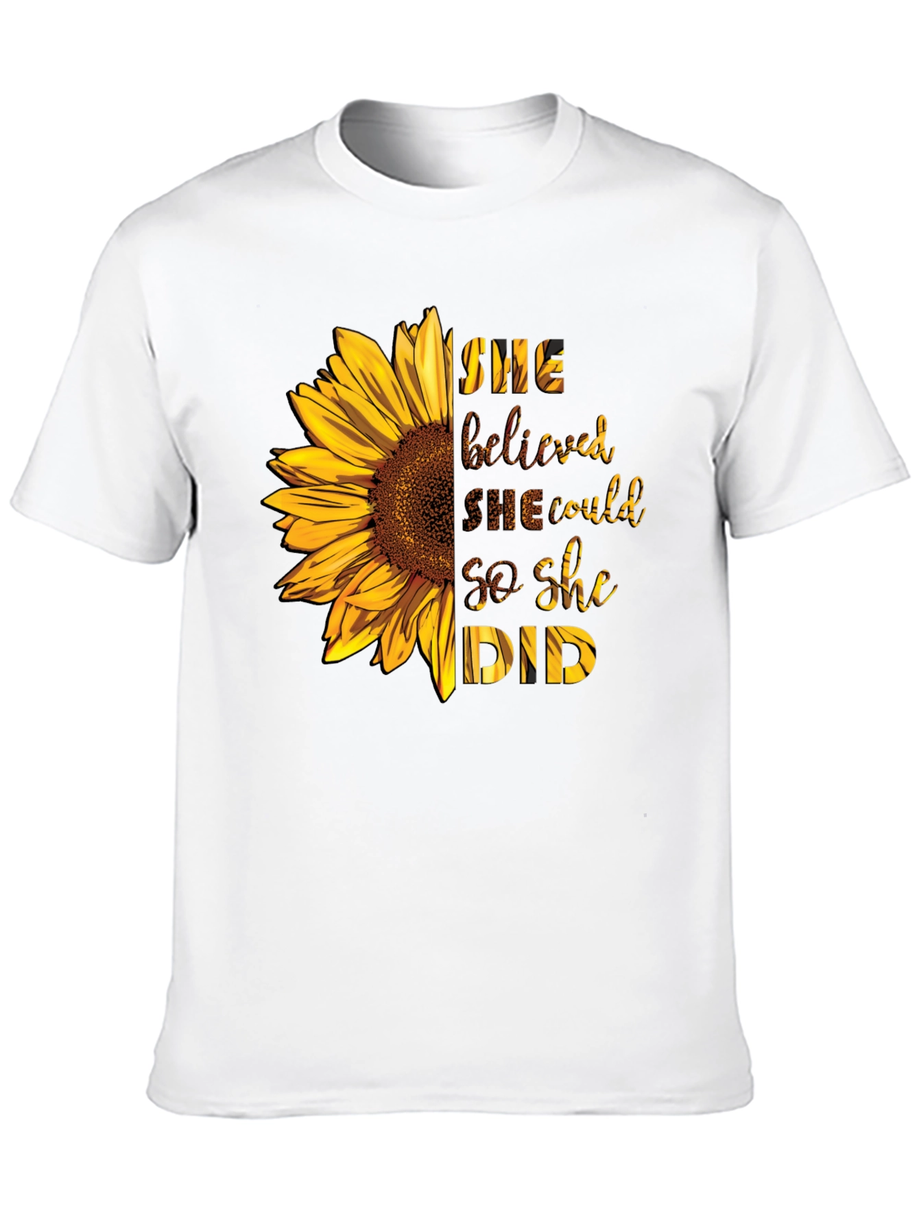 Black Sunflower Graphic Tee - She Believed She Could view 10