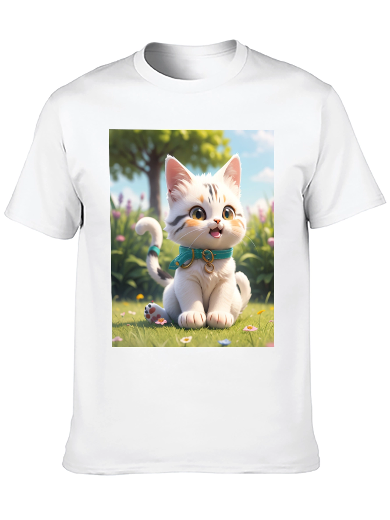 Black Cute Cartoon Cat T-Shirt view 10