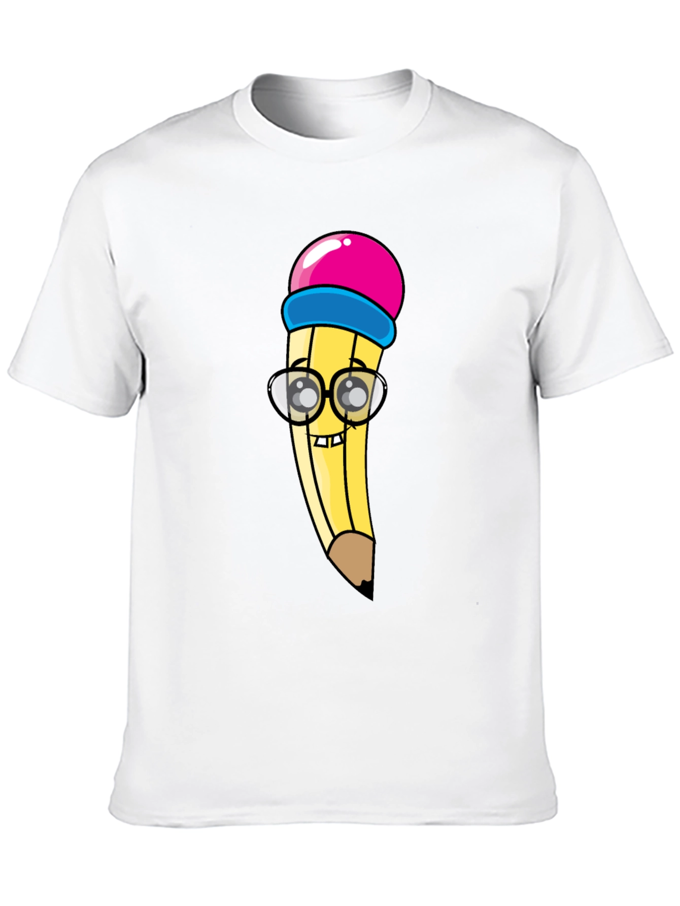 Black Cartoon Pencil Graphic Tee - Black Cotton Blend view 10