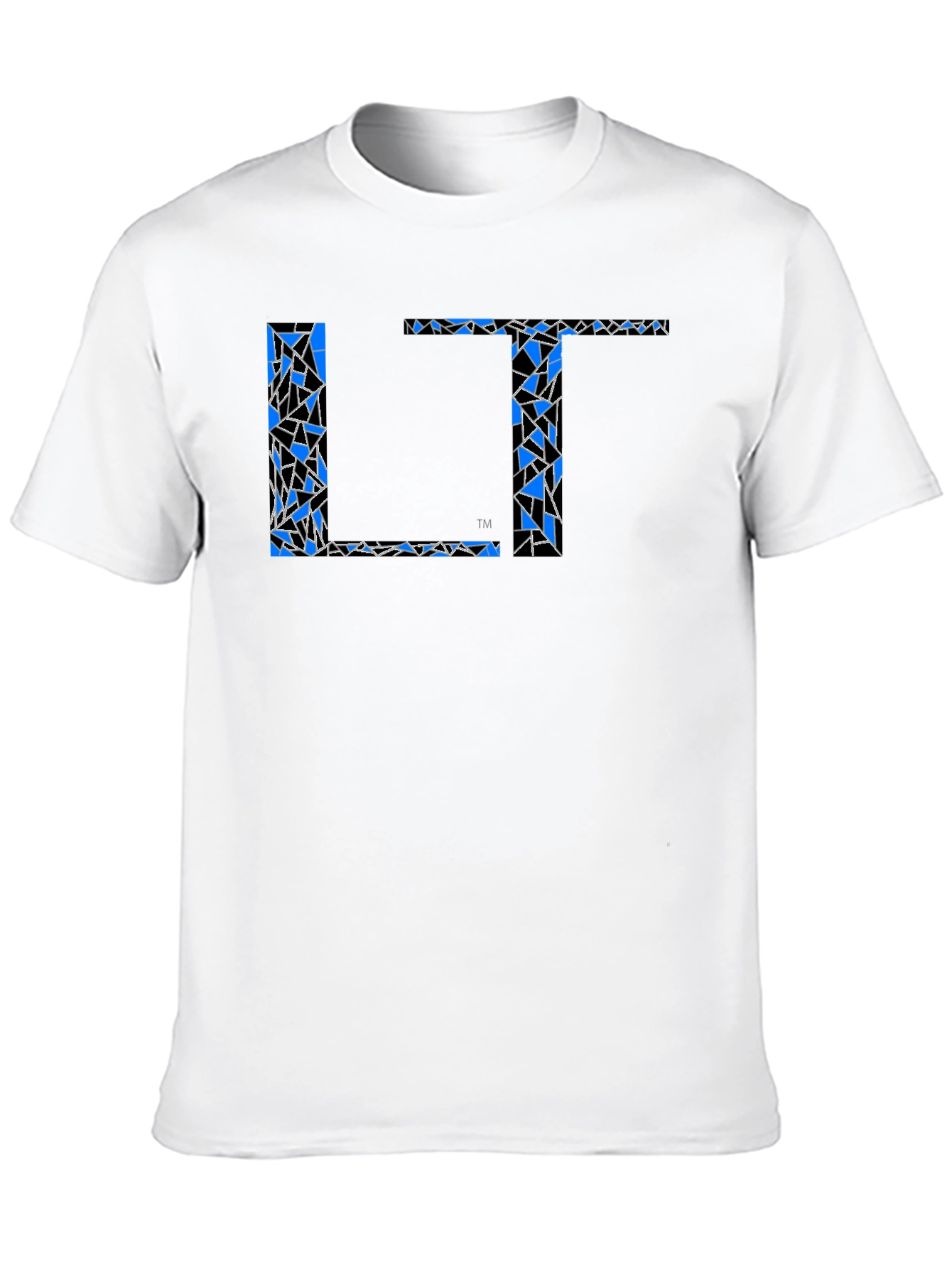 Black Abstract Blue LT Print Black T-Shirt view 10
