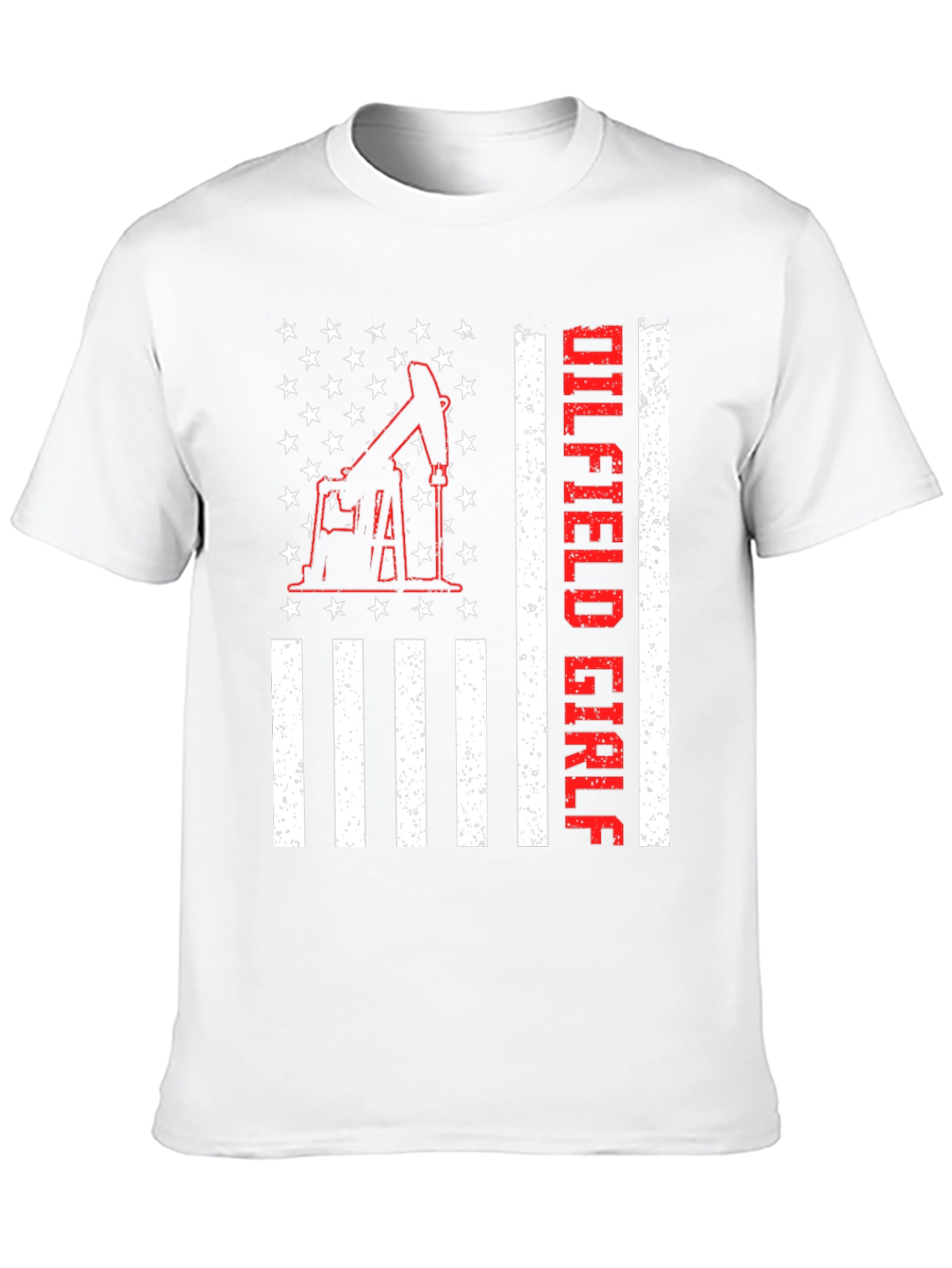 Black Oilfield Girl T-Shirt - American Flag Design view 10