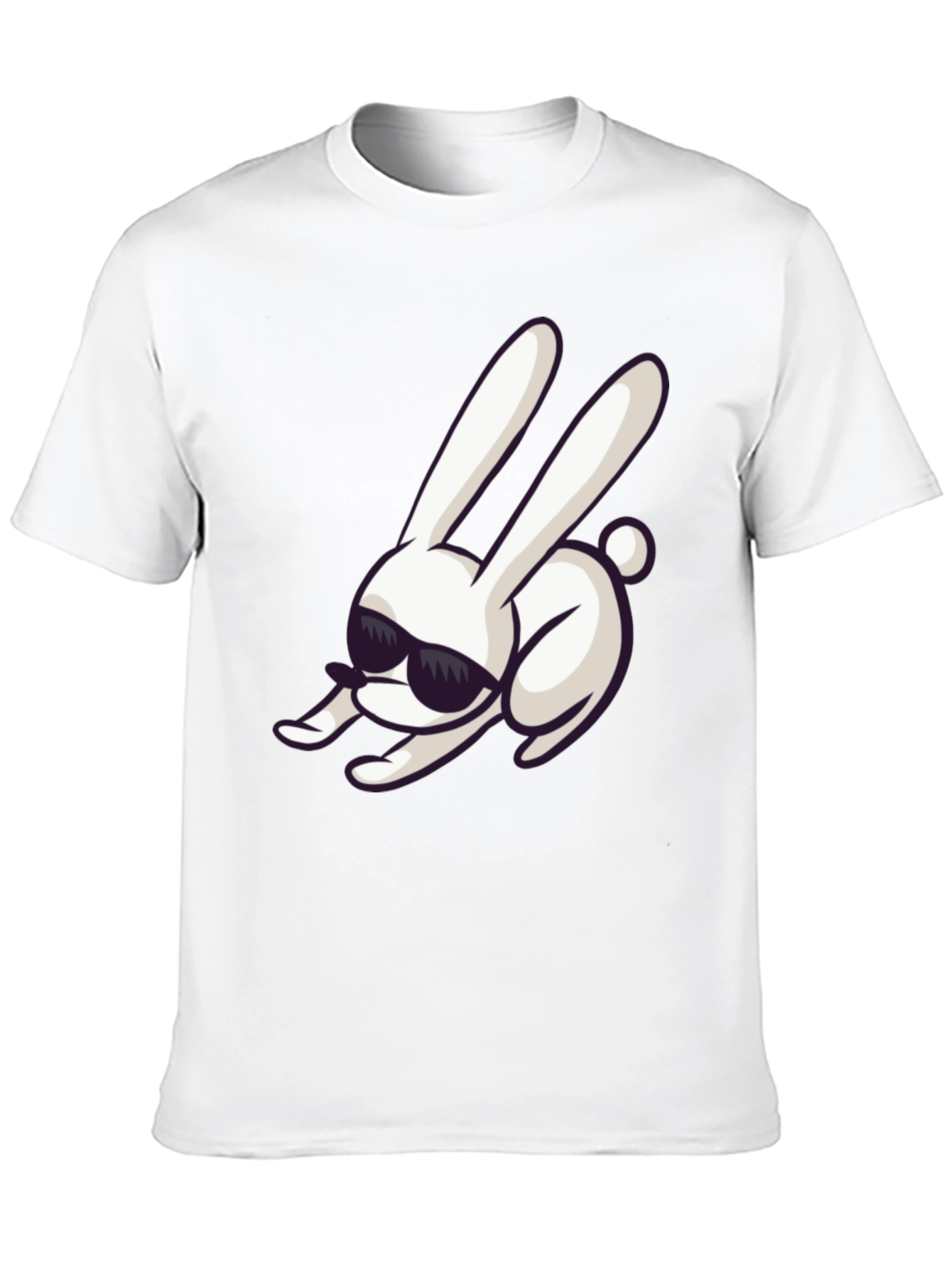 Black Cool Rabbit Graphic Tee - Black Cotton Blend view 10