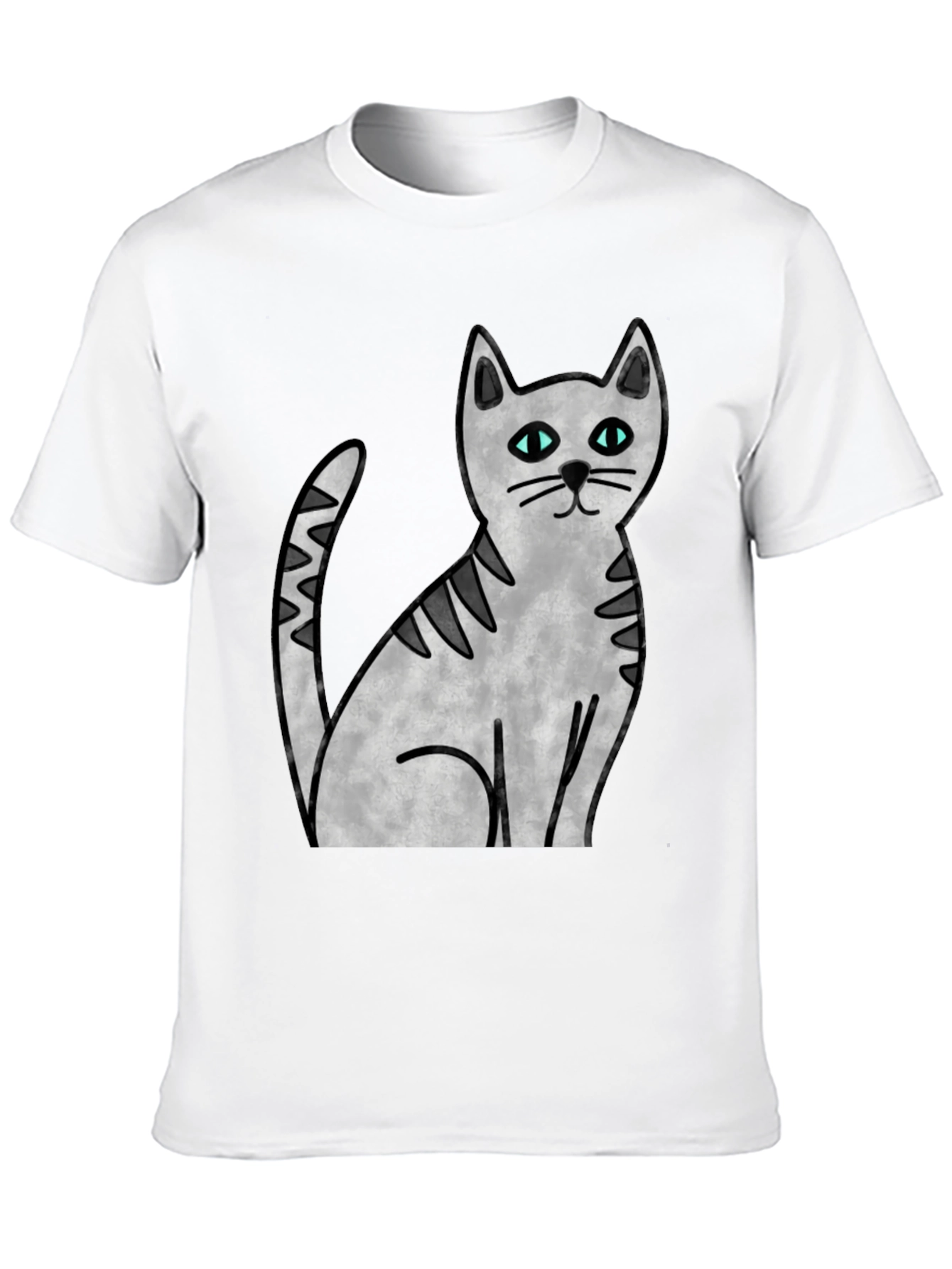 Black Cute Cat Graphic Print Black T-Shirt view 10