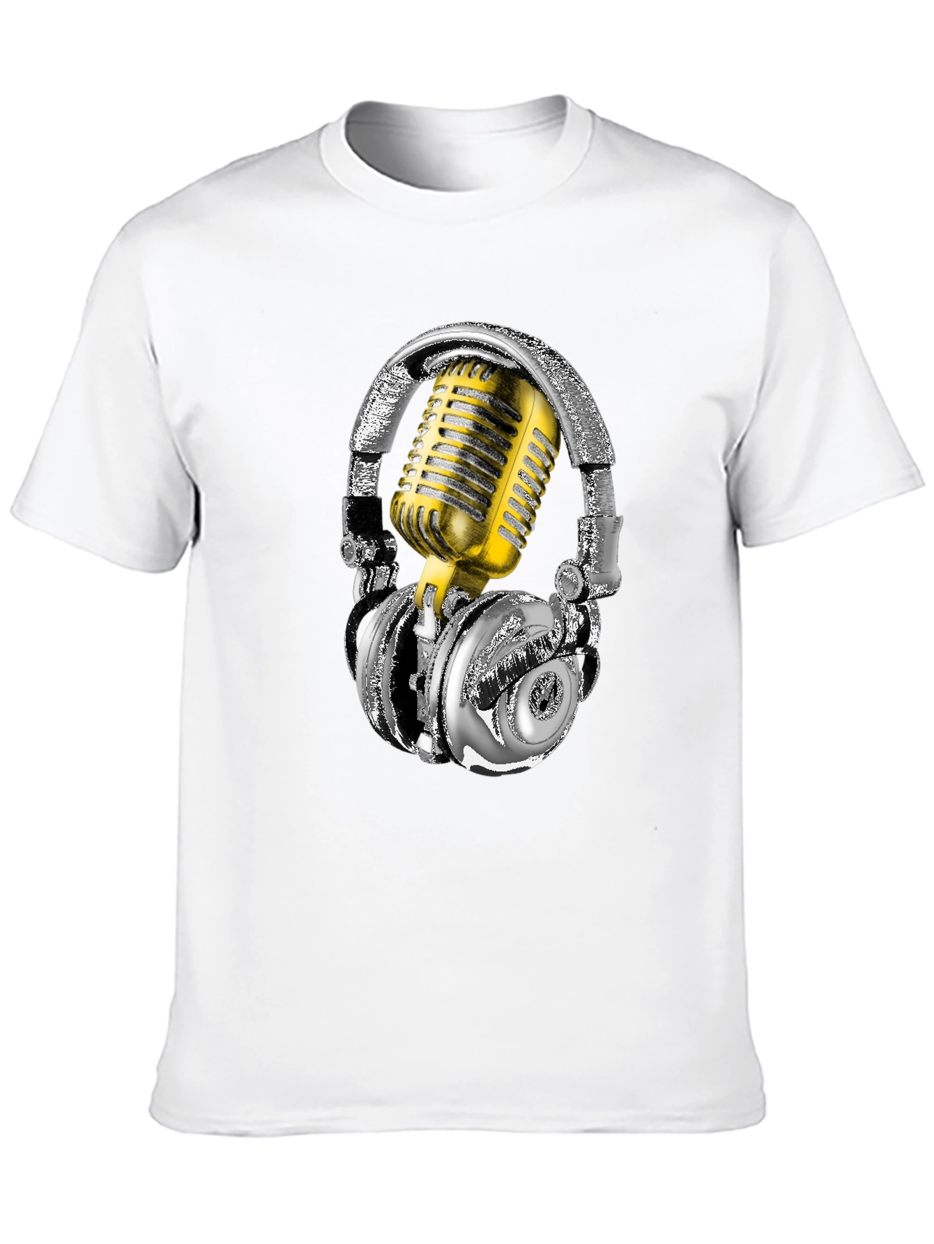 Black Headphones & Mic Graphic Tee view 10