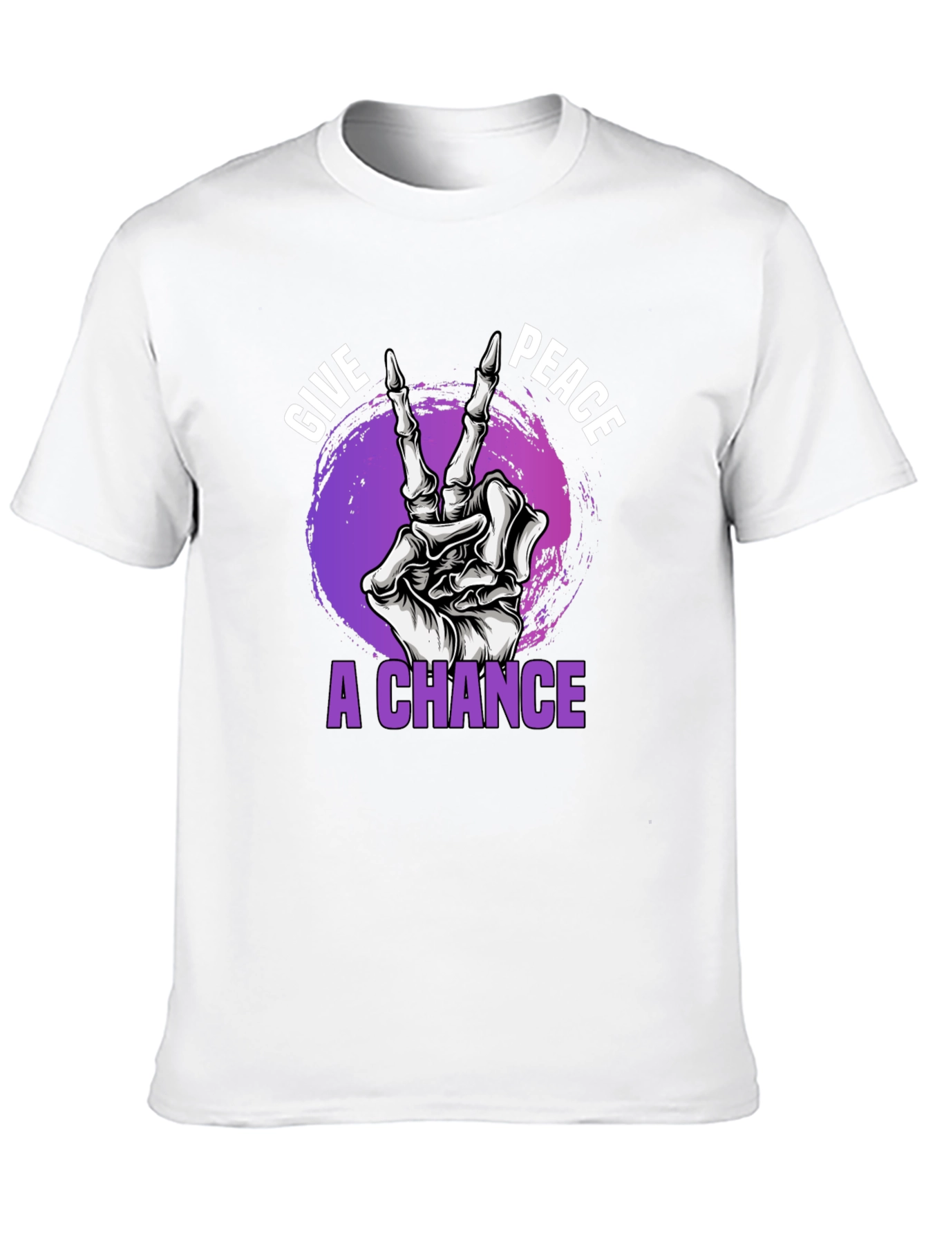 Black Give Peace A Chance Skeleton Hand Graphic T-Shirt view 10