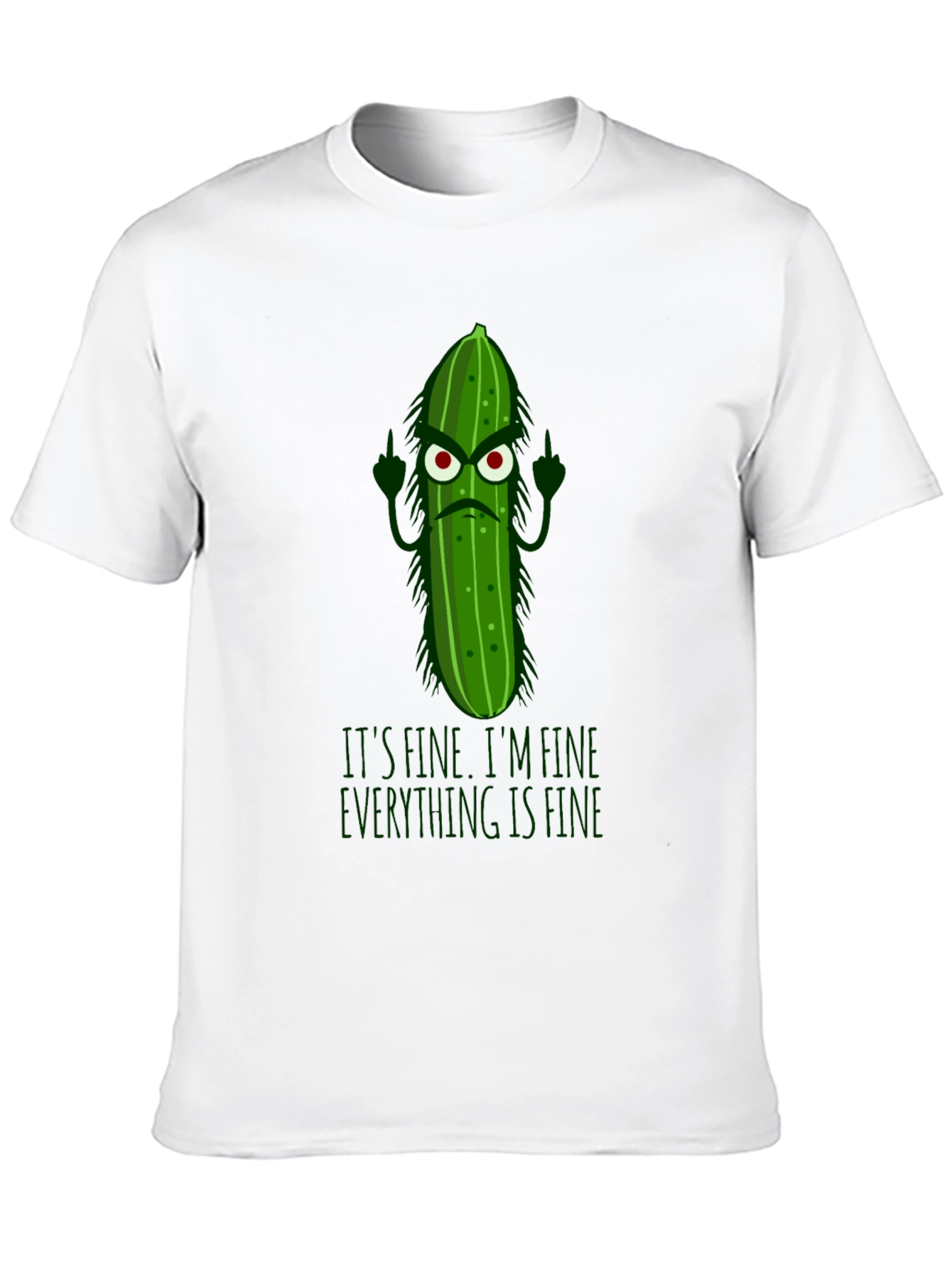 Black Funny Pickle T-Shirt - It's Fine, I'm Fine, Everything Is Fine view 10