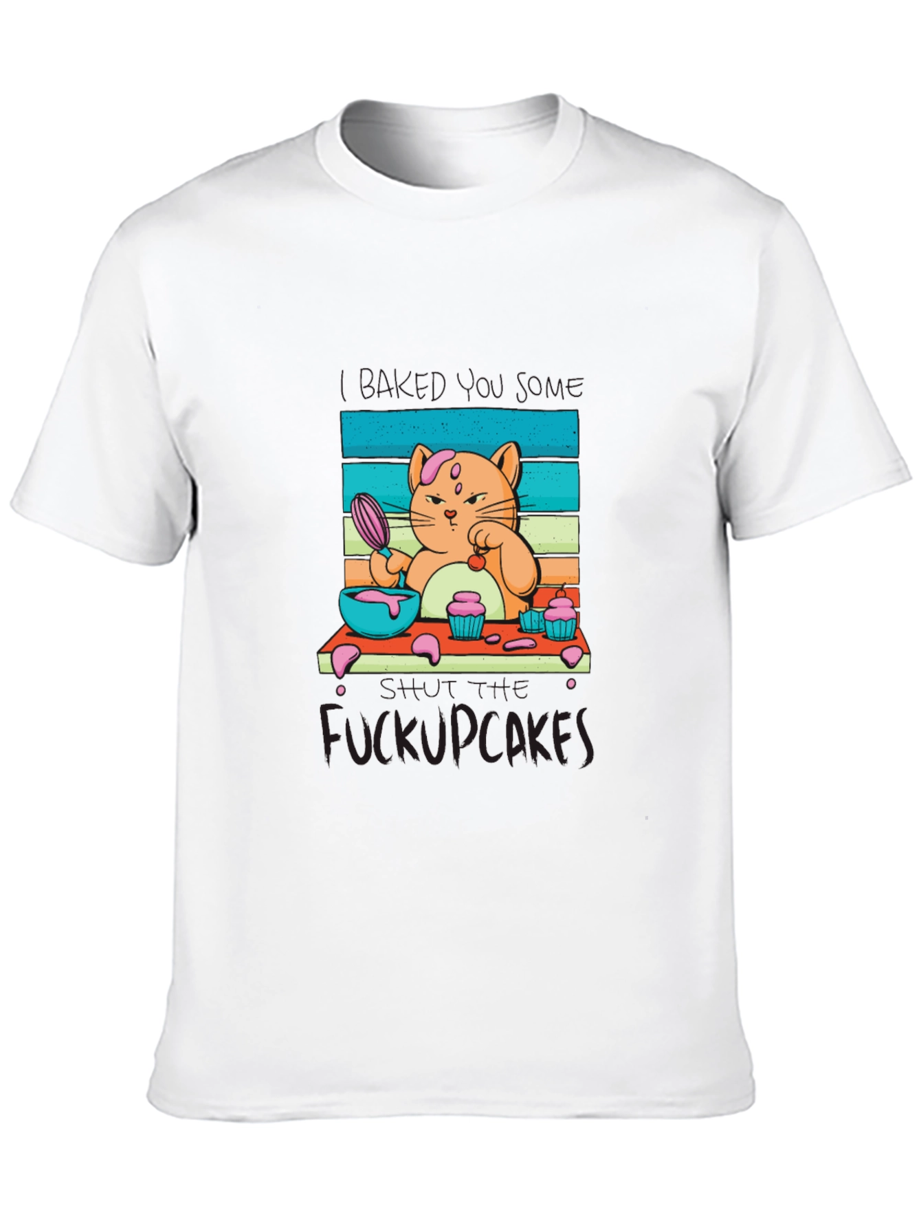 Black Funny Cat Baking Cupcakes T-Shirt view 10