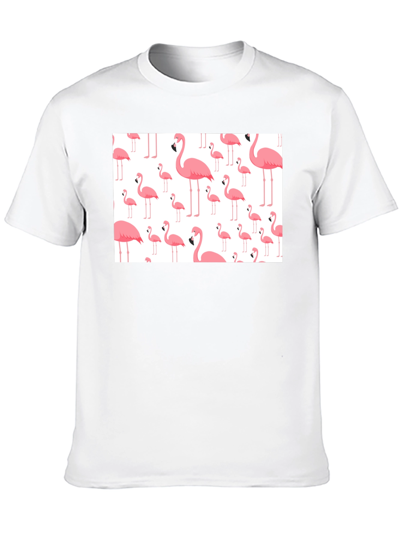 Fun Flamingo Pattern Black T-Shirt - 10