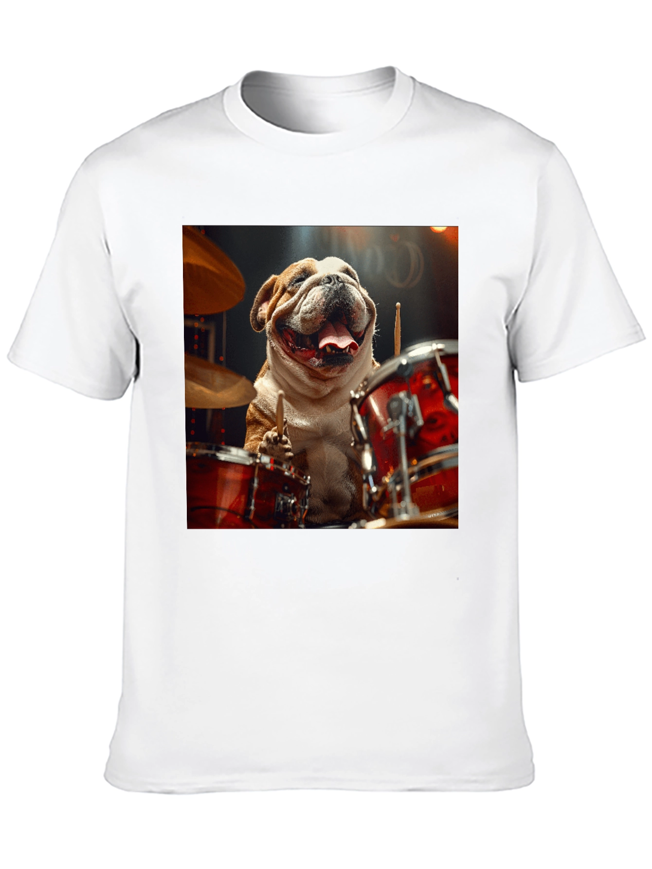 Black Bulldog Drummer Graphic Tee - Black Cotton T-Shirt view 10