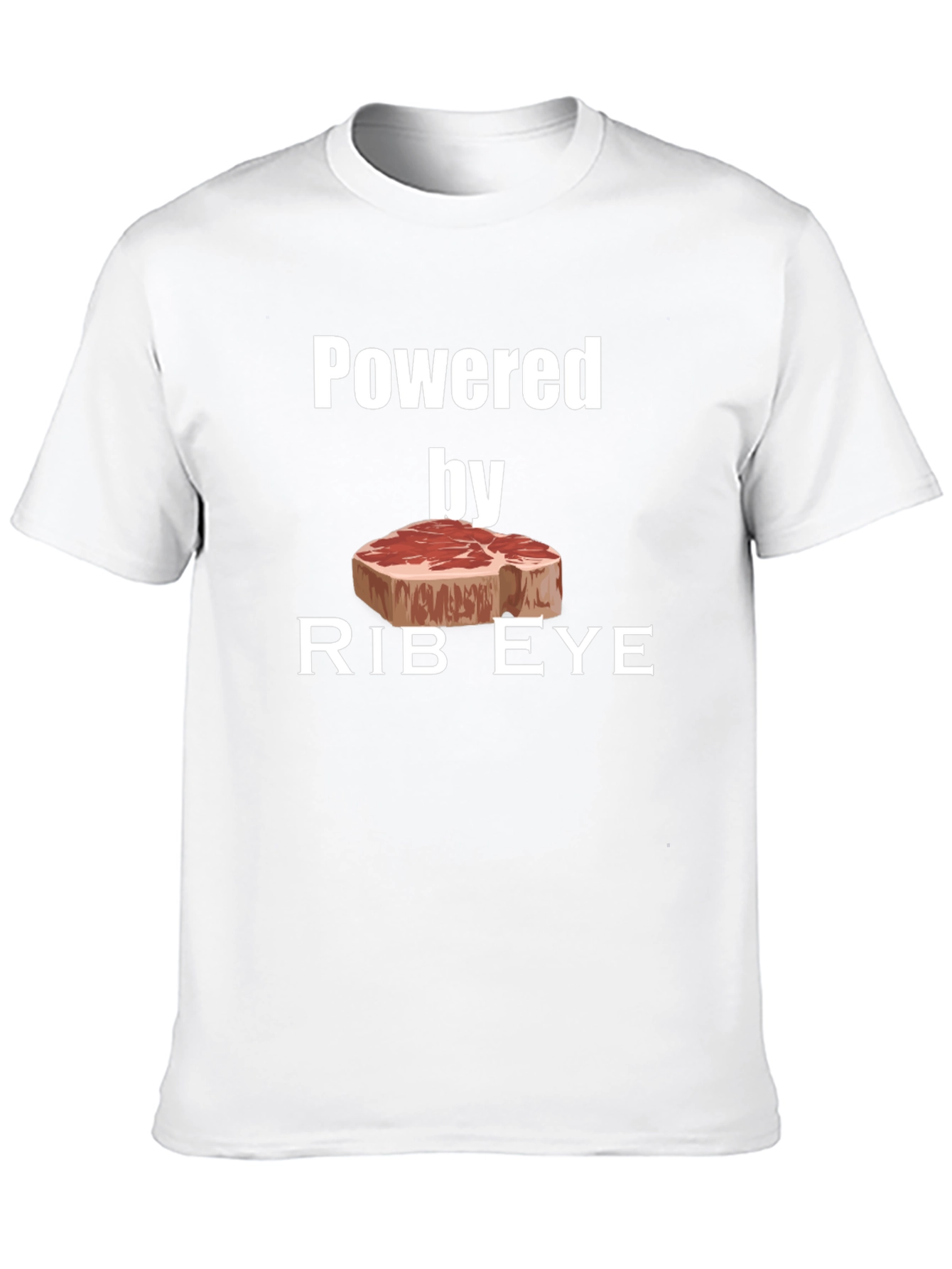 Black Powered by Rib Eye Steak T-Shirt - Funny Meat Lover Tee view 10