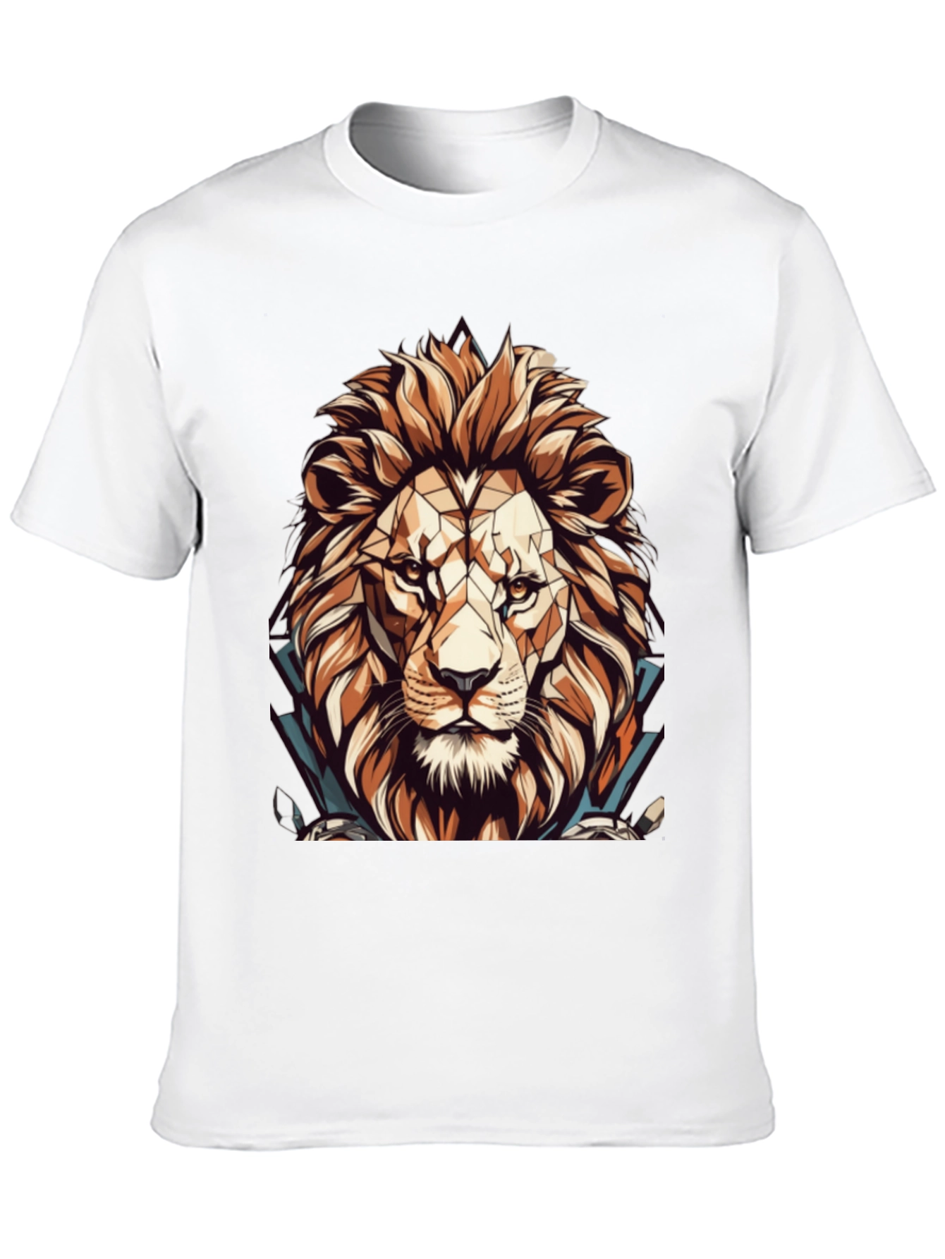 Black Geometric Lion Graphic Black T-Shirt view 10