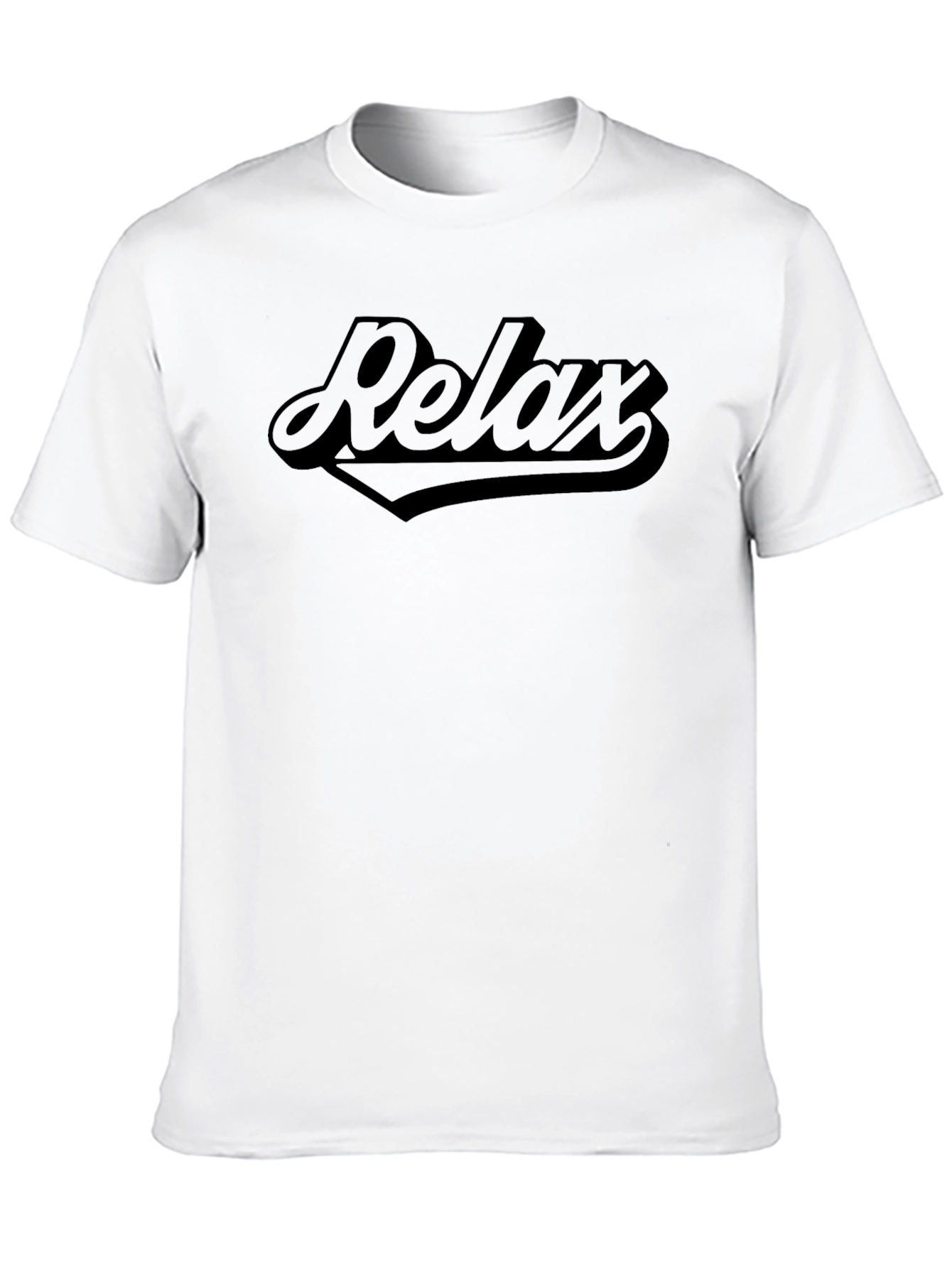 Black Relax Graphic T-Shirt - Solid Black Crew Neck Tee view 10