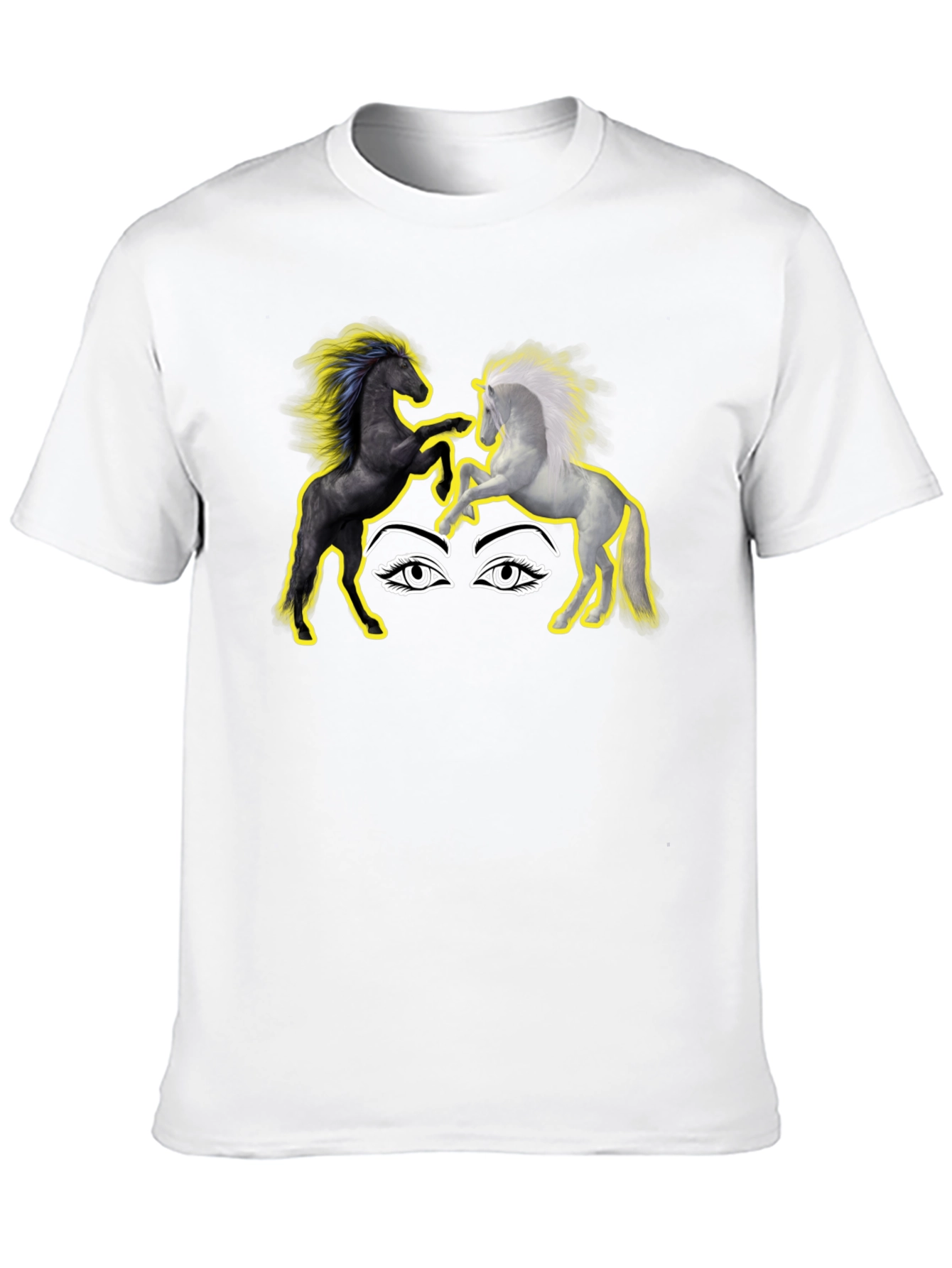 Black Yin Yang Horses Graphic T-Shirt view 10