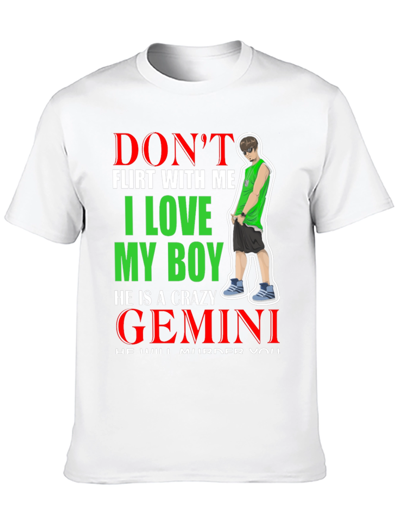 Black Don't Flirt Gemini Boy T-Shirt view 10