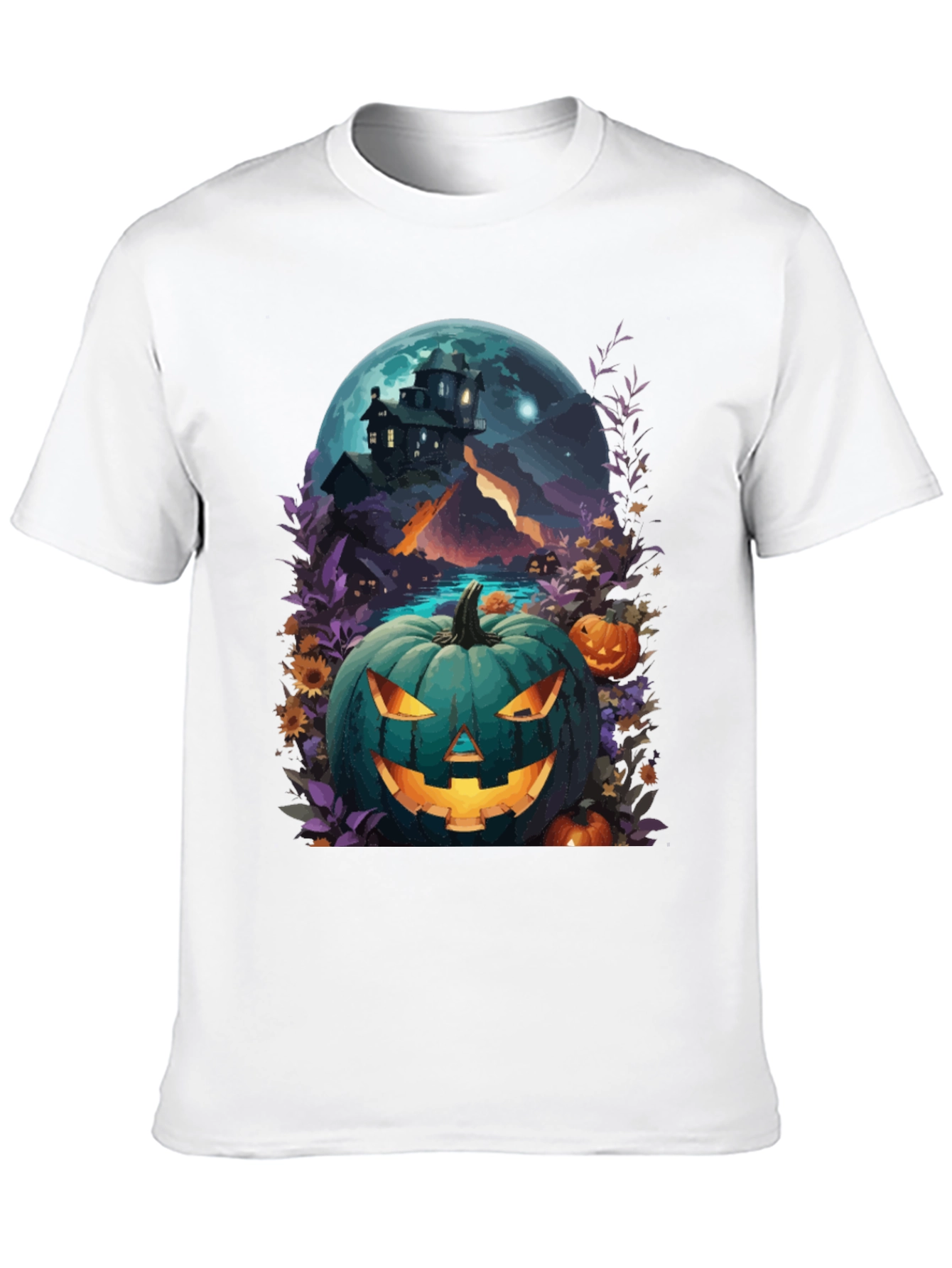 Black Halloween Pumpkin House T-Shirt view 10