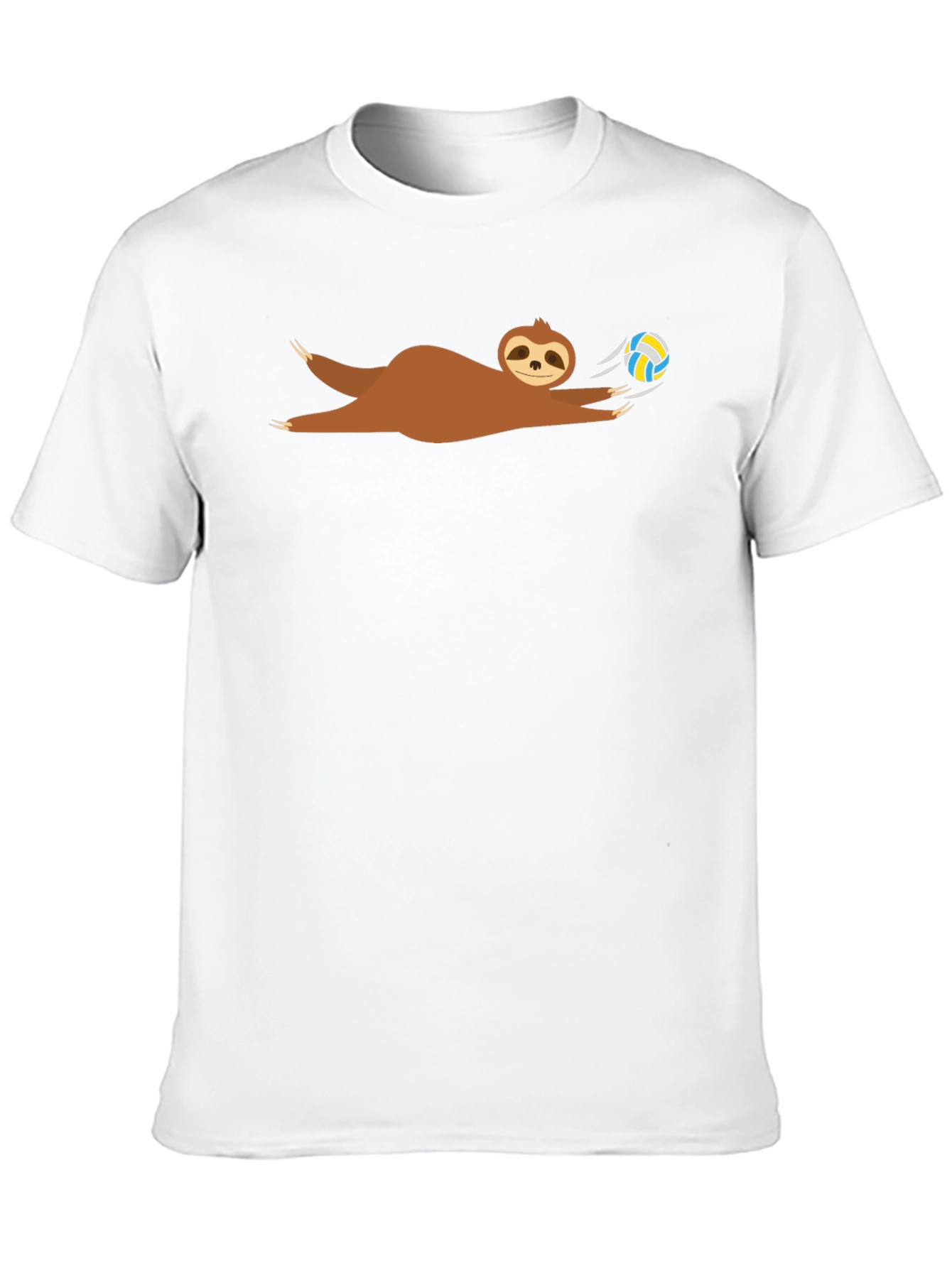 Black Volleyball Sloth Graphic T-Shirt - Funny Casual Tee view 10