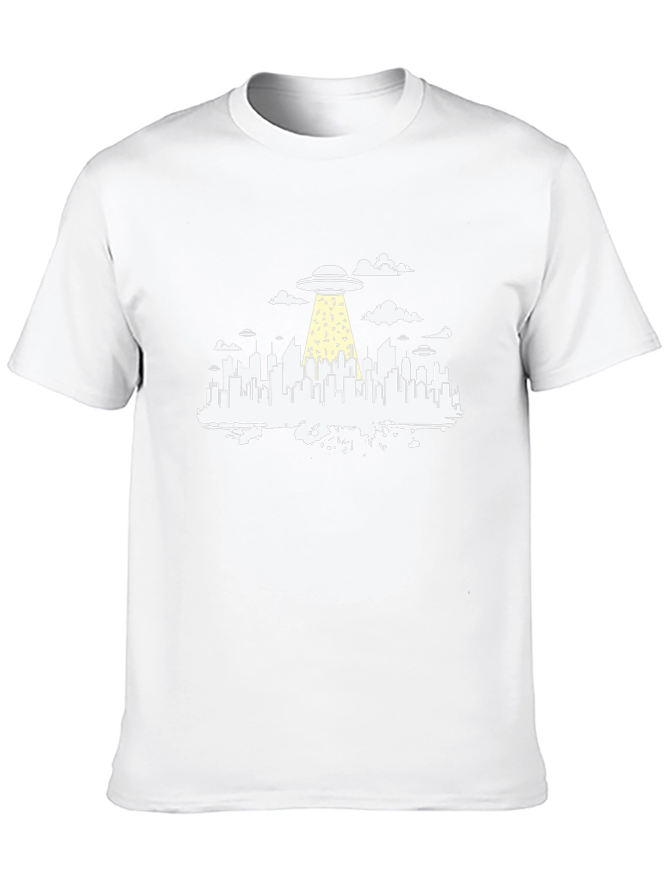 Black UFO Abduction Cityscape Graphic Tee view 10