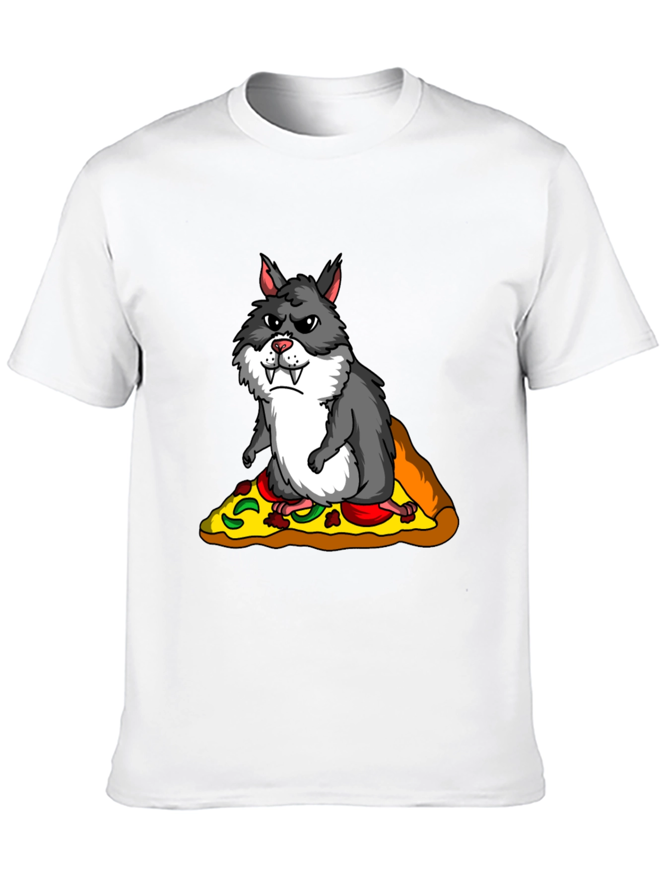 Black Wolf Hamster Pizza T-Shirt - Funny Graphic Tee view 10