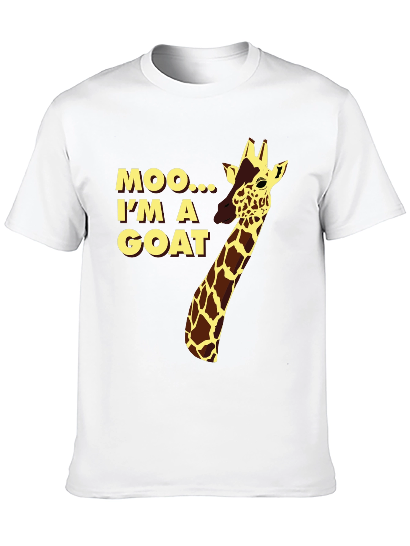 Black Funny Giraffe "Moo I'm a Goat" Black T-Shirt view 10