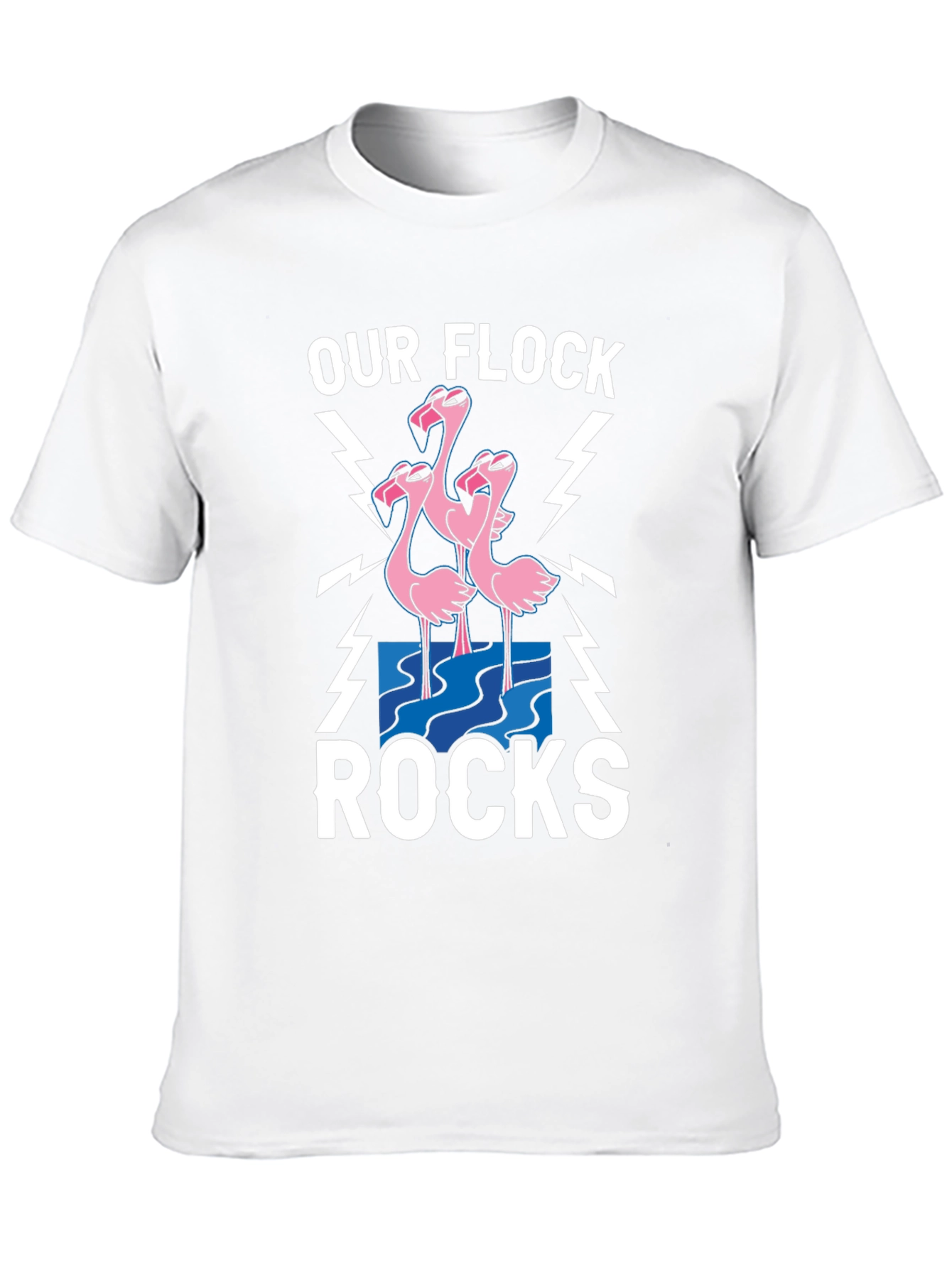 Black Our Flock Rocks T-Shirt - Pink Flamingo Design view 10