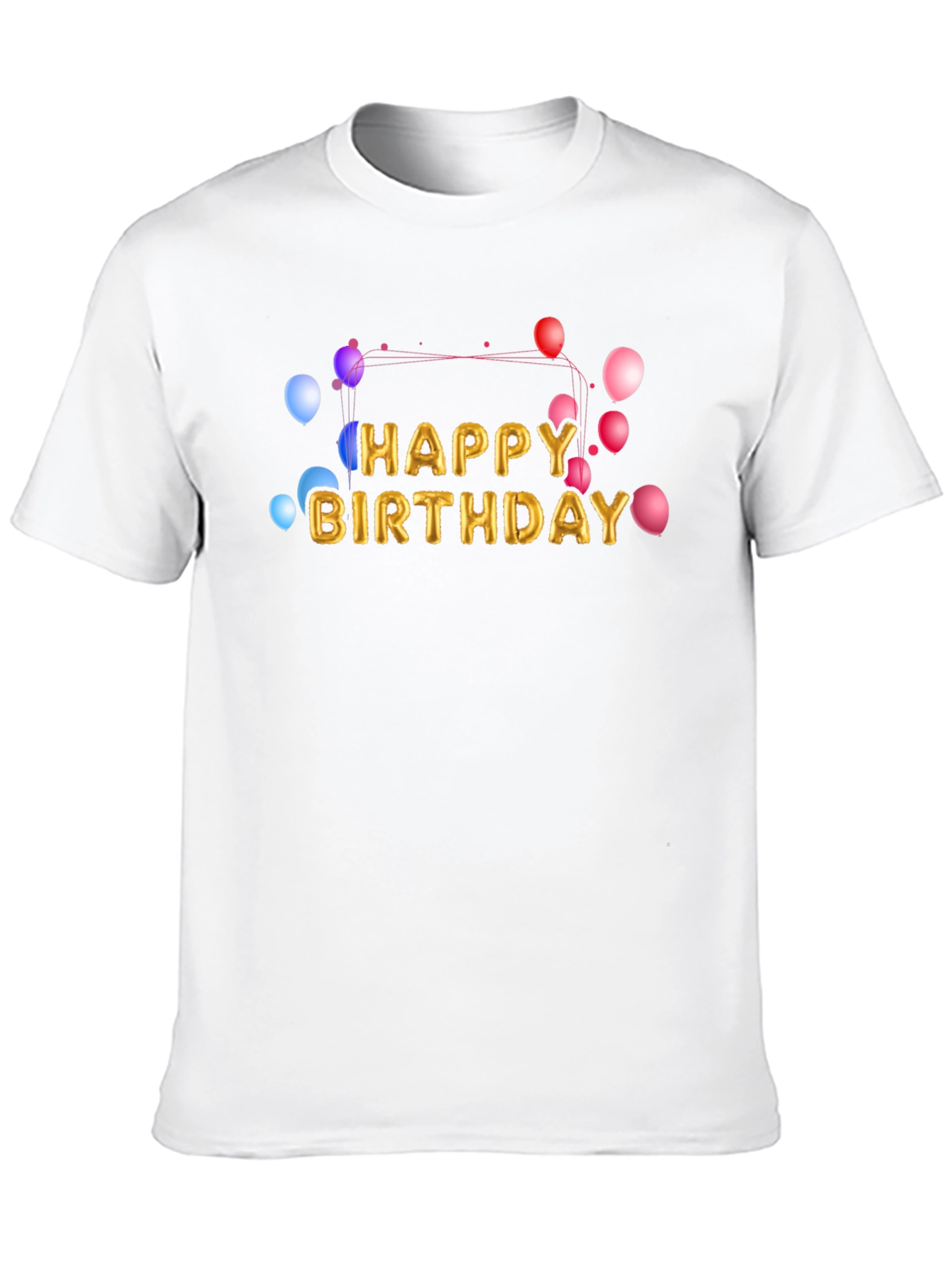 Black Happy Birthday Balloon Text Graphic Black T-Shirt view 10