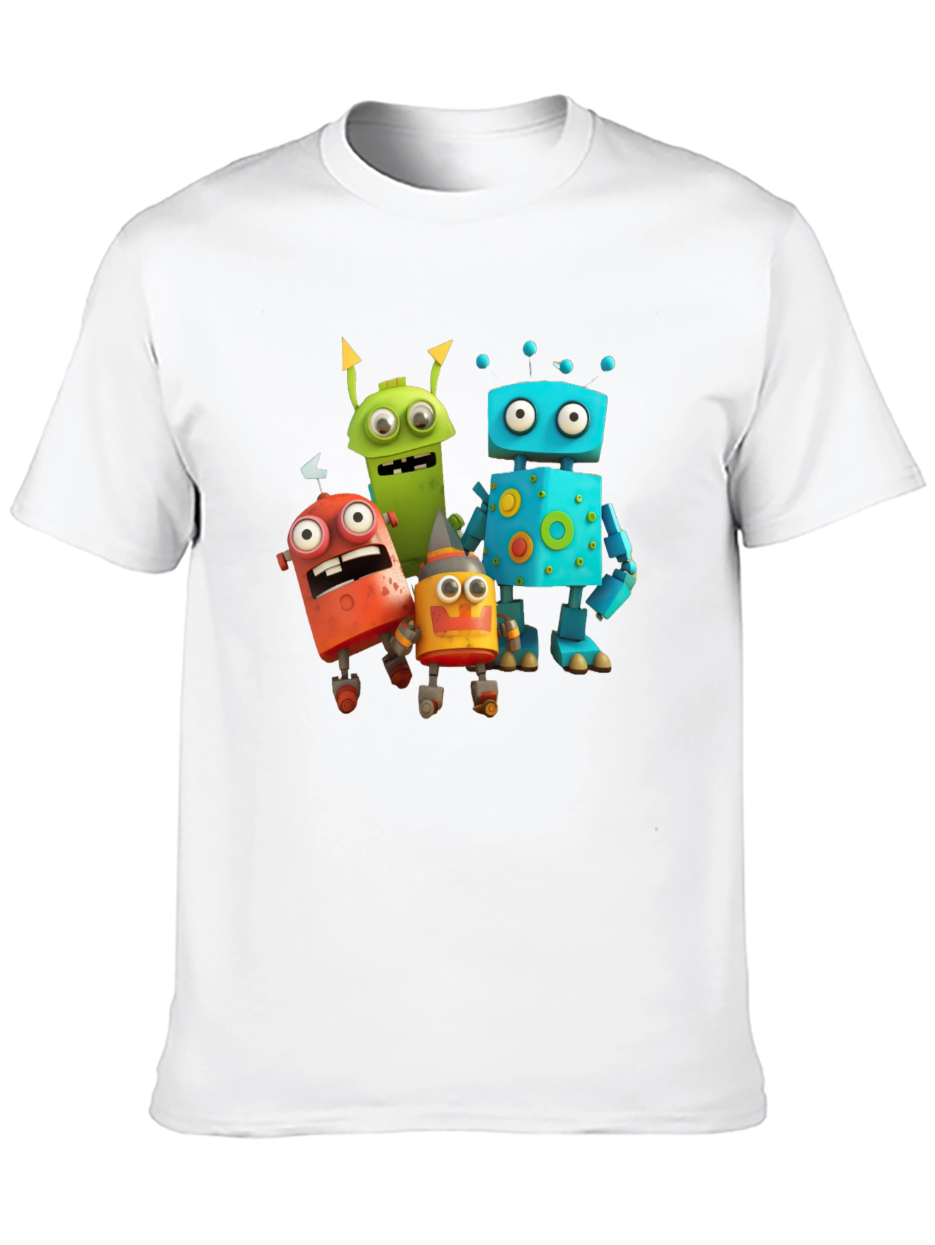 Black Robot Cartoon Graphic Black T-Shirt view 10