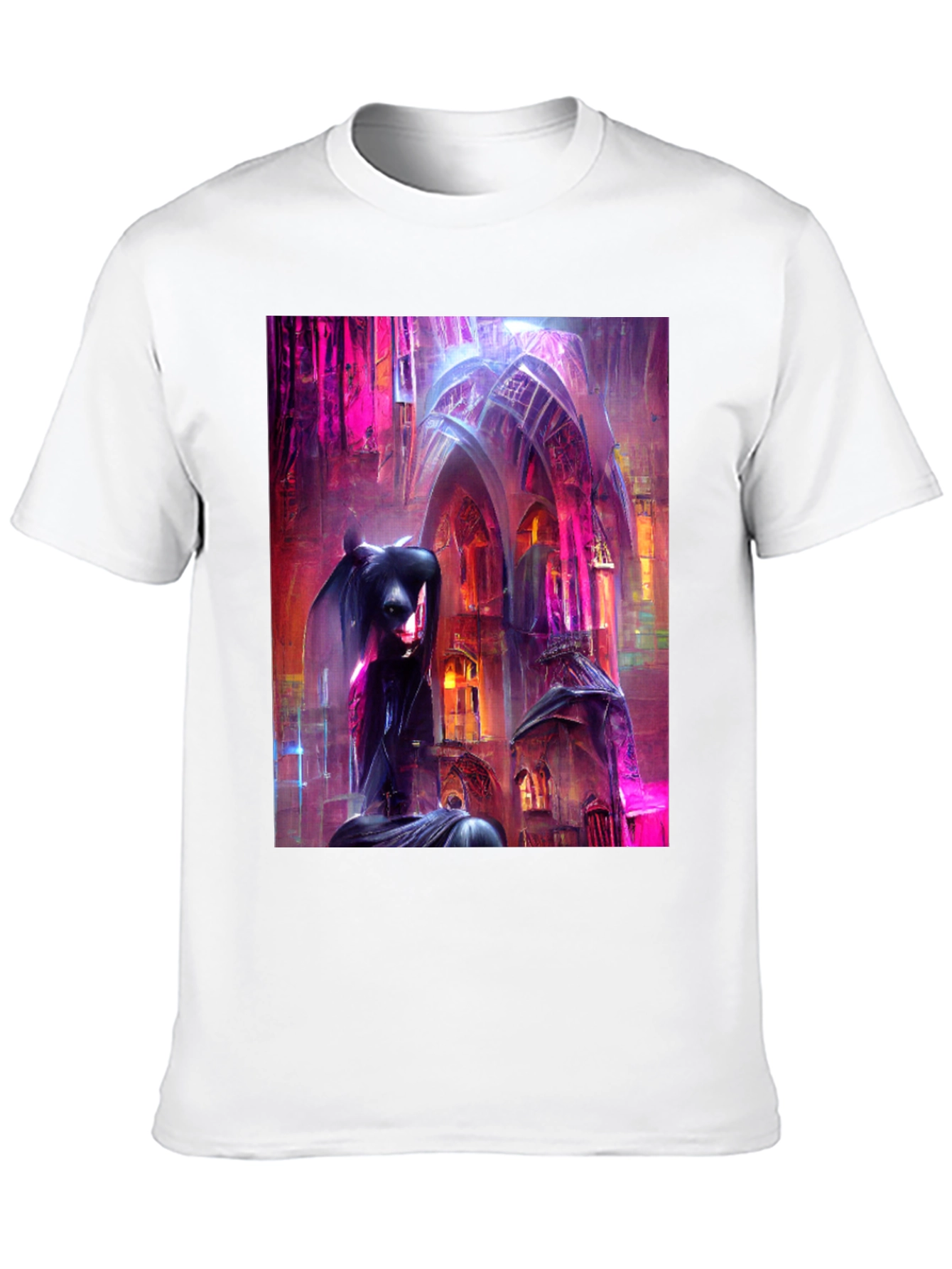 Black Gothic Art Tee - Dark Fantasy Style T-Shirt view 10