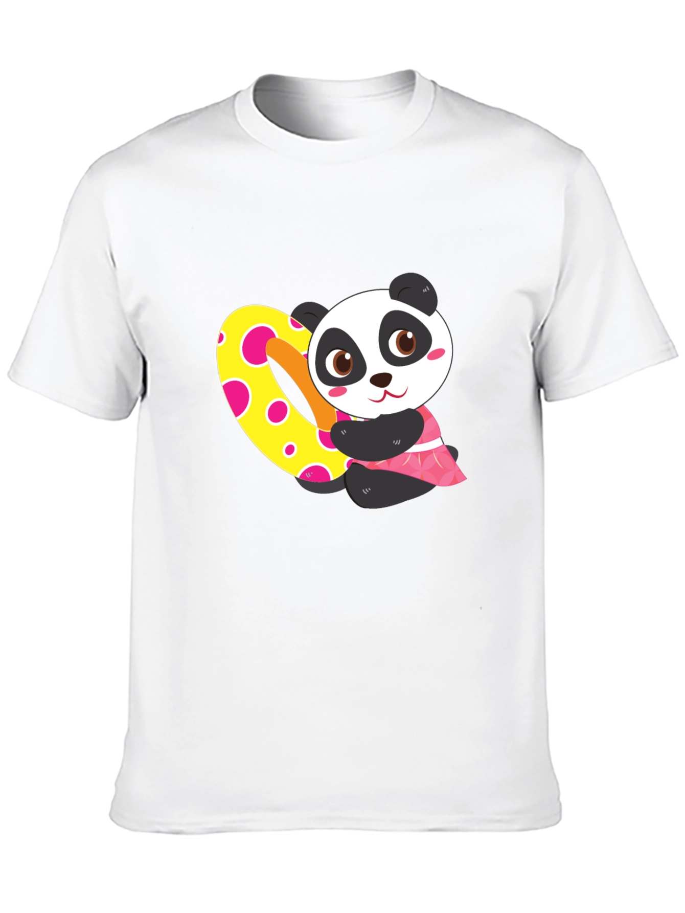 Black Cute Panda Heart Graphic Black T-Shirt view 10