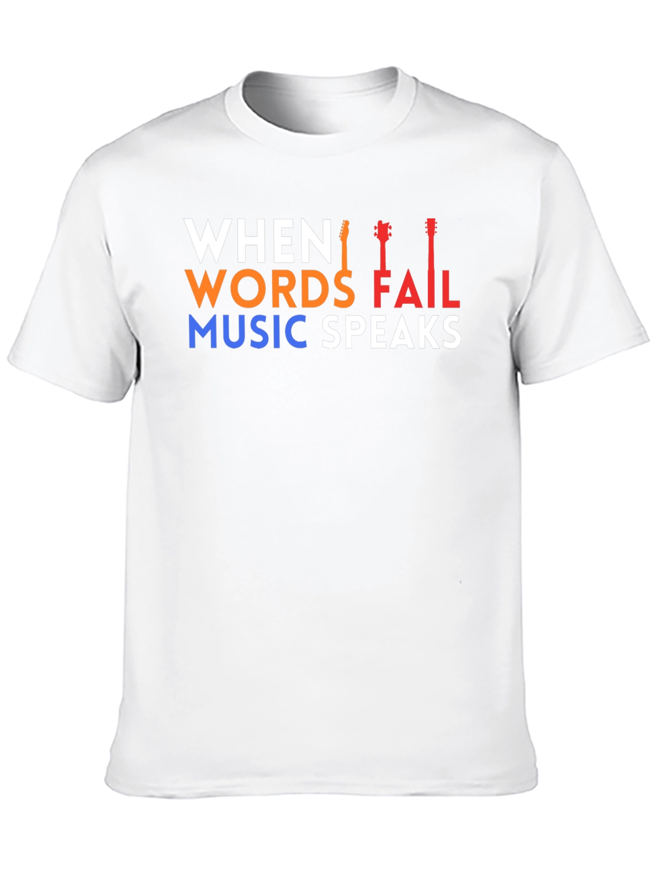 Black When Words Fail Music Speaks T-Shirt view 10