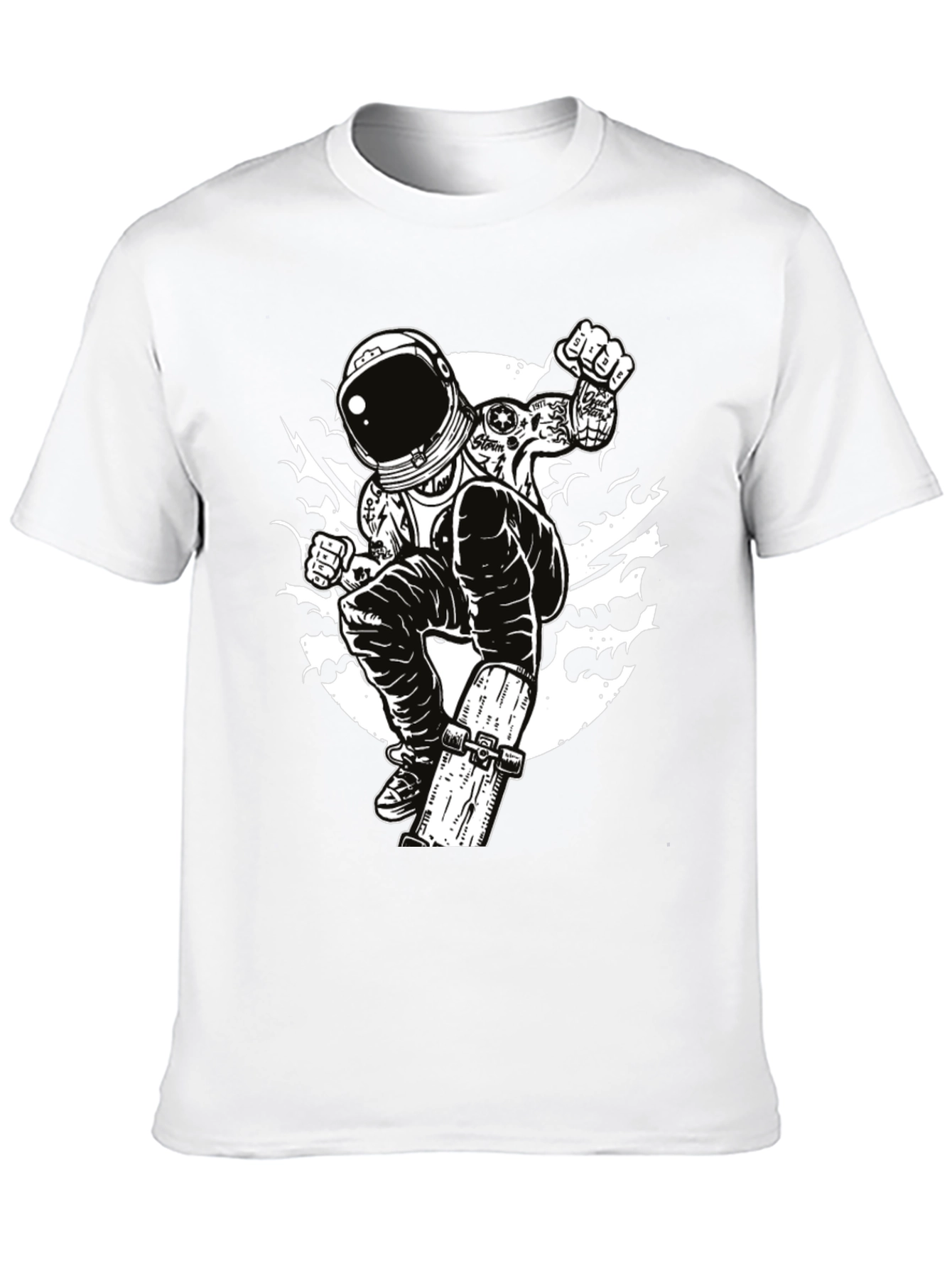 Black Astronaut Skateboarder Graphic Tee - Cool Black T-Shirt view 10