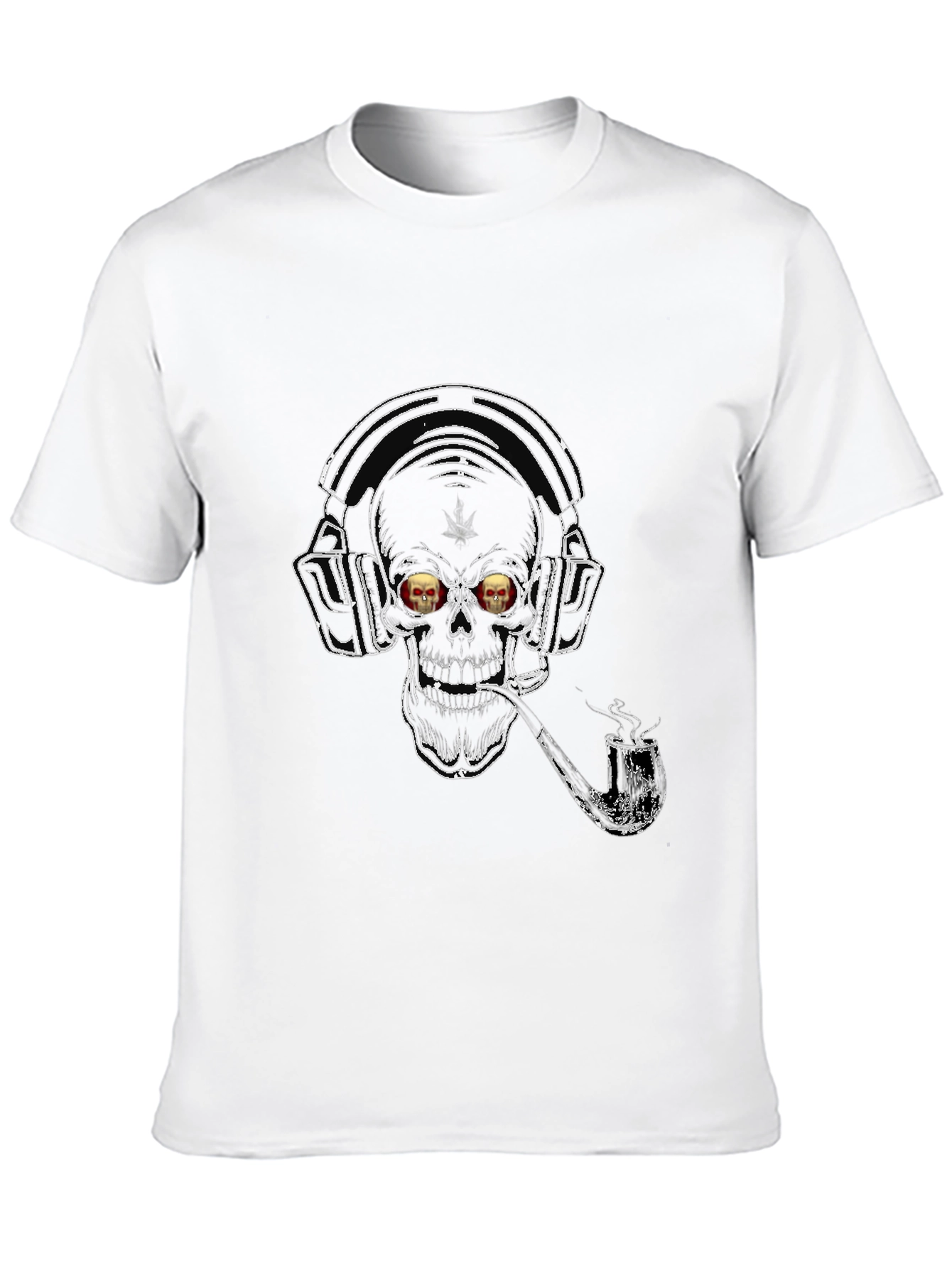 Black Skull with Headphones Graphic T-Shirt view 10
