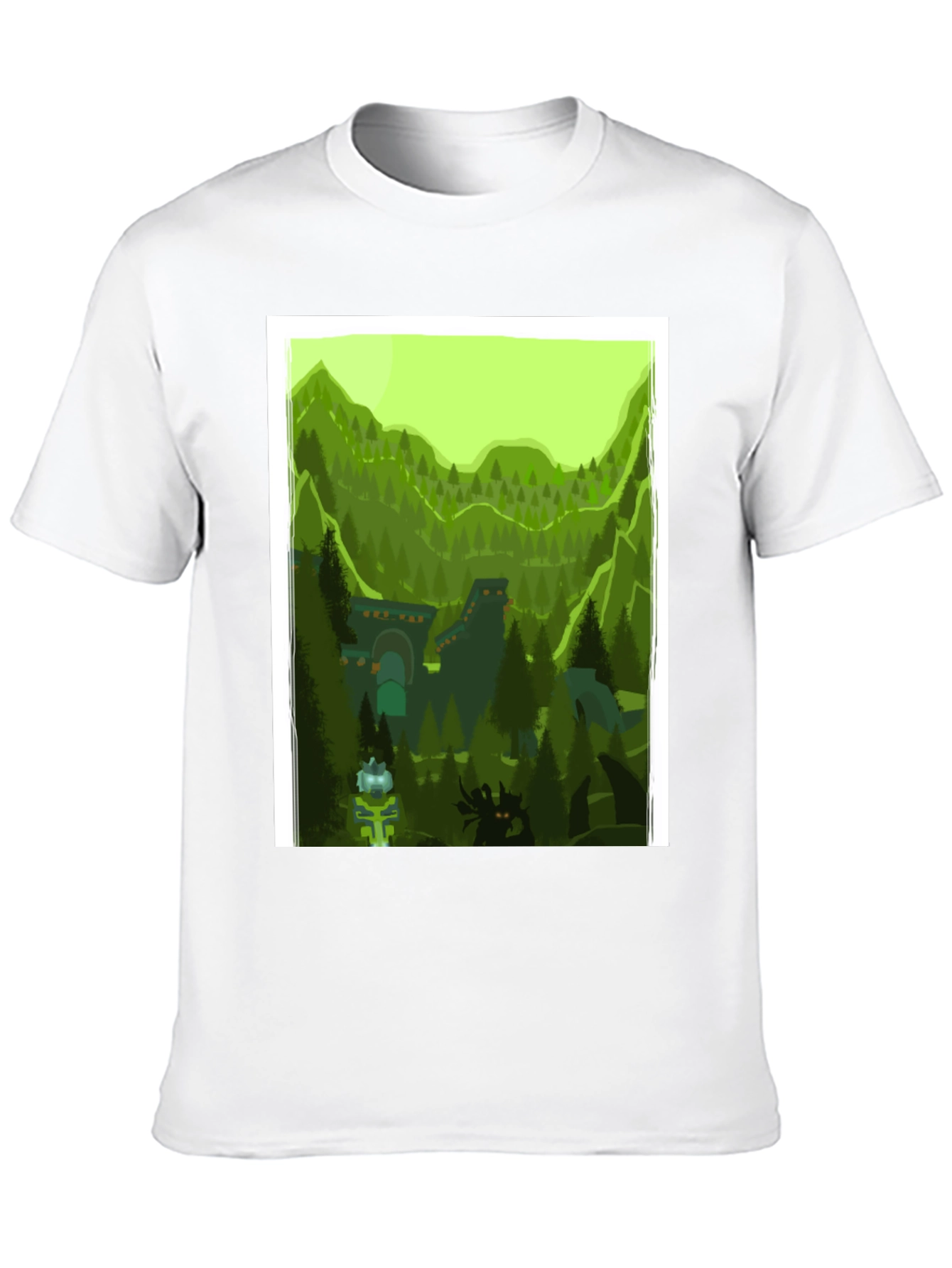 Black Forest Landscape Graphic Tee - Black Cotton T-Shirt view 10