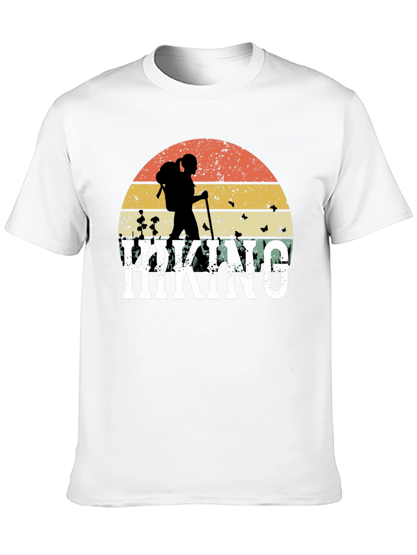 Black Hiking Graphic T-Shirt - Retro Sunset Design view 10