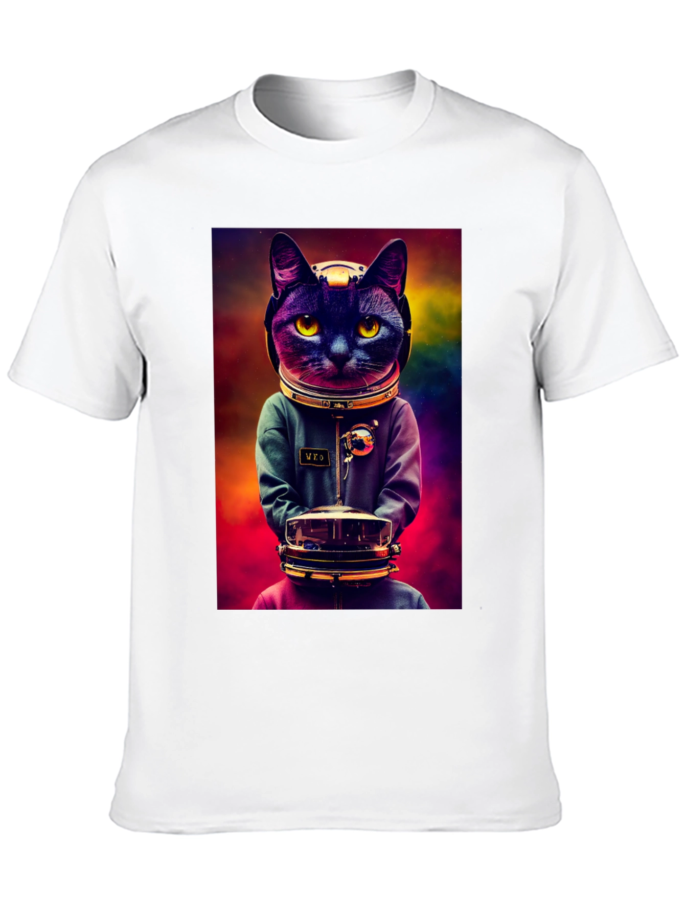Black Astronaut Cat Graphic Tee - Space Kitten T-Shirt view 10