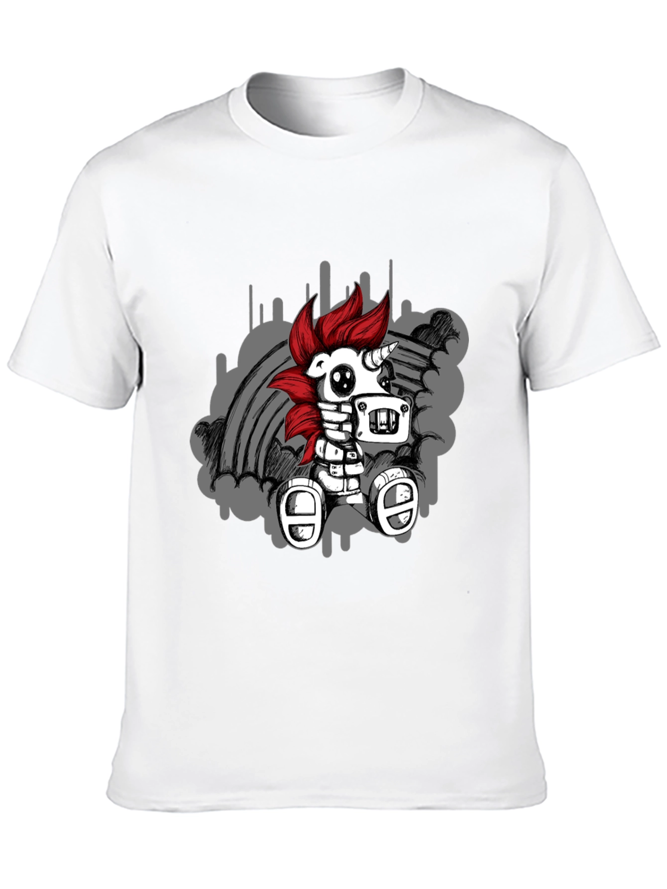 Black Robot Unicorn T-Shirt - Unique Graphic Tee view 10