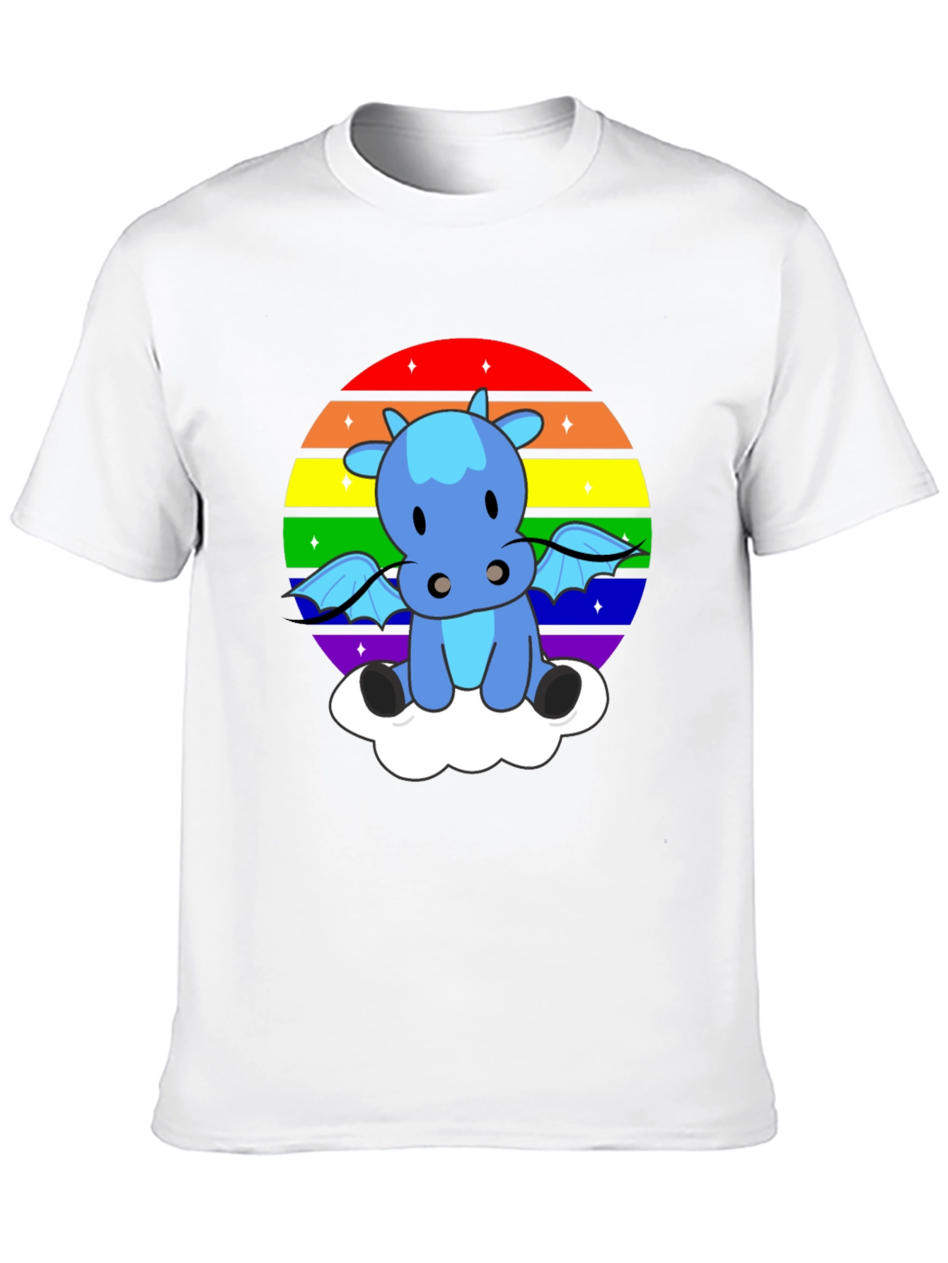 Black Rainbow Dragon on Cloud T-Shirt view 10