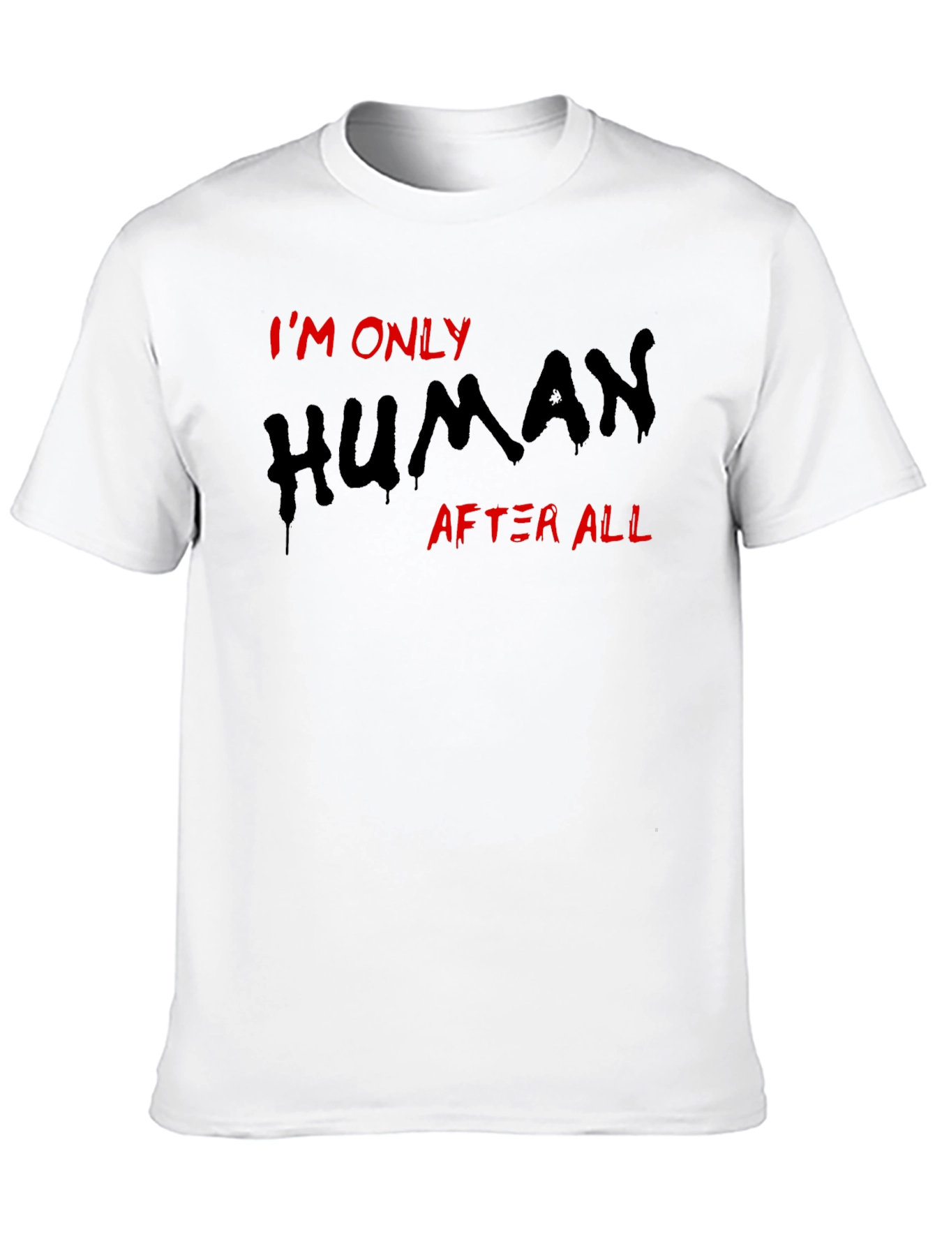 Black I'm Only Human T-Shirt, Black Tee view 10