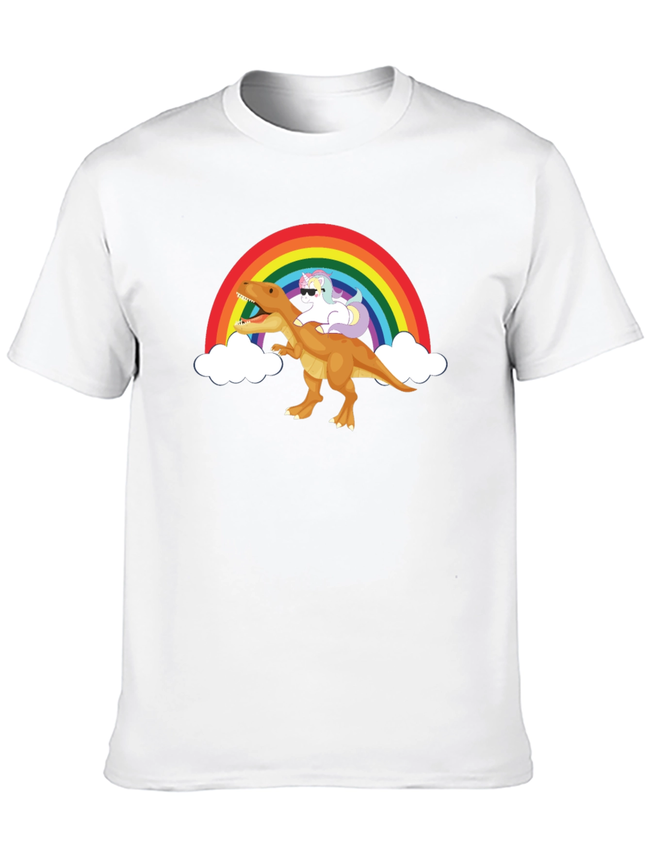Black Rainbow Unicorn Riding Dinosaur Graphic Tee view 10