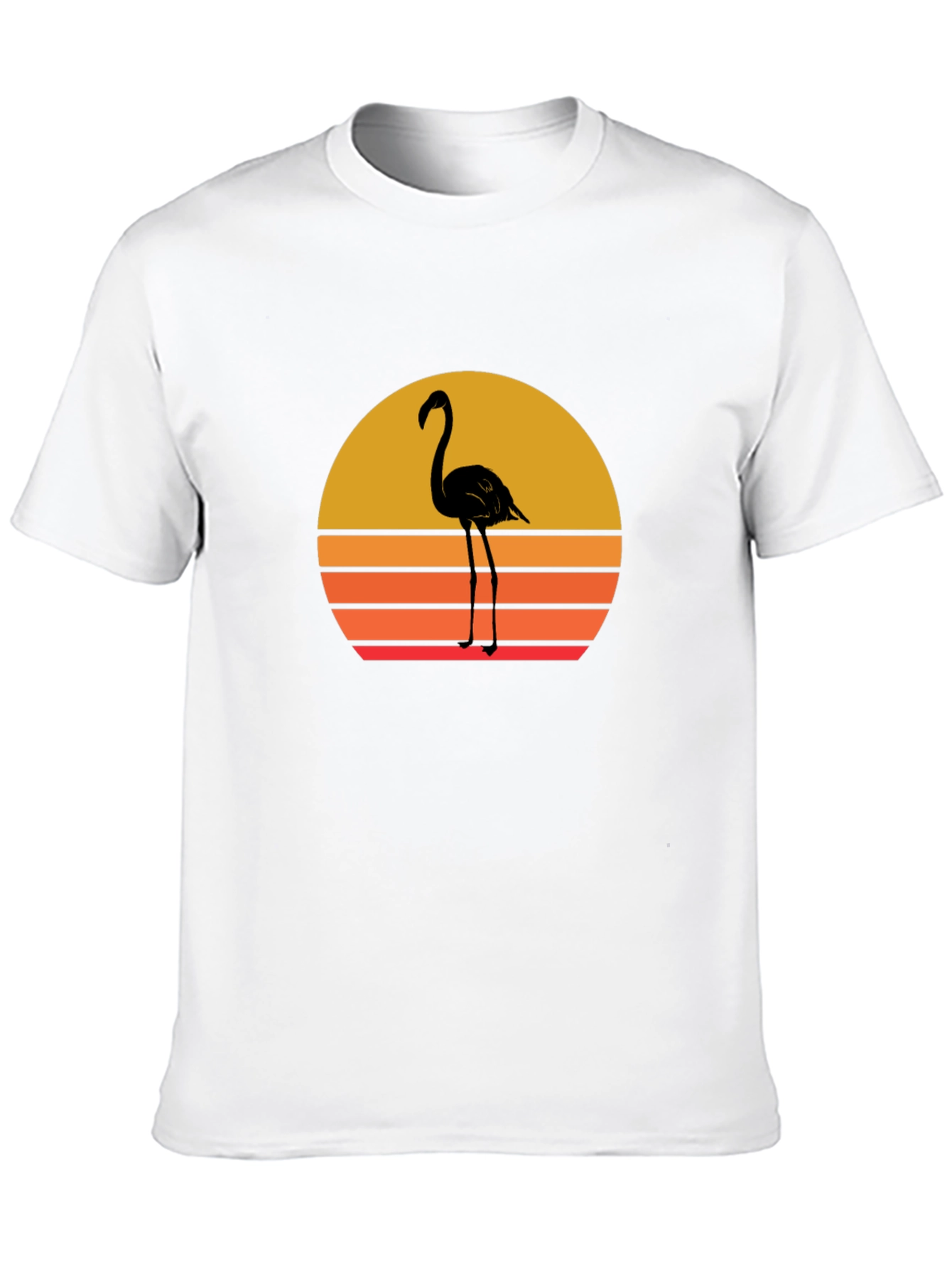 Black Retro Flamingo Sunset T-Shirt - Black view 10