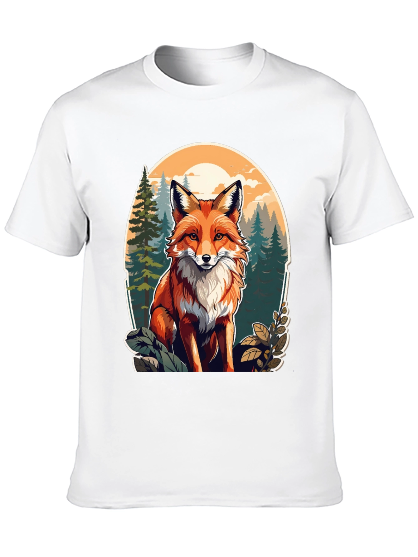 Black Fox Graphic Tee - Forest Scene Black T-Shirt view 10